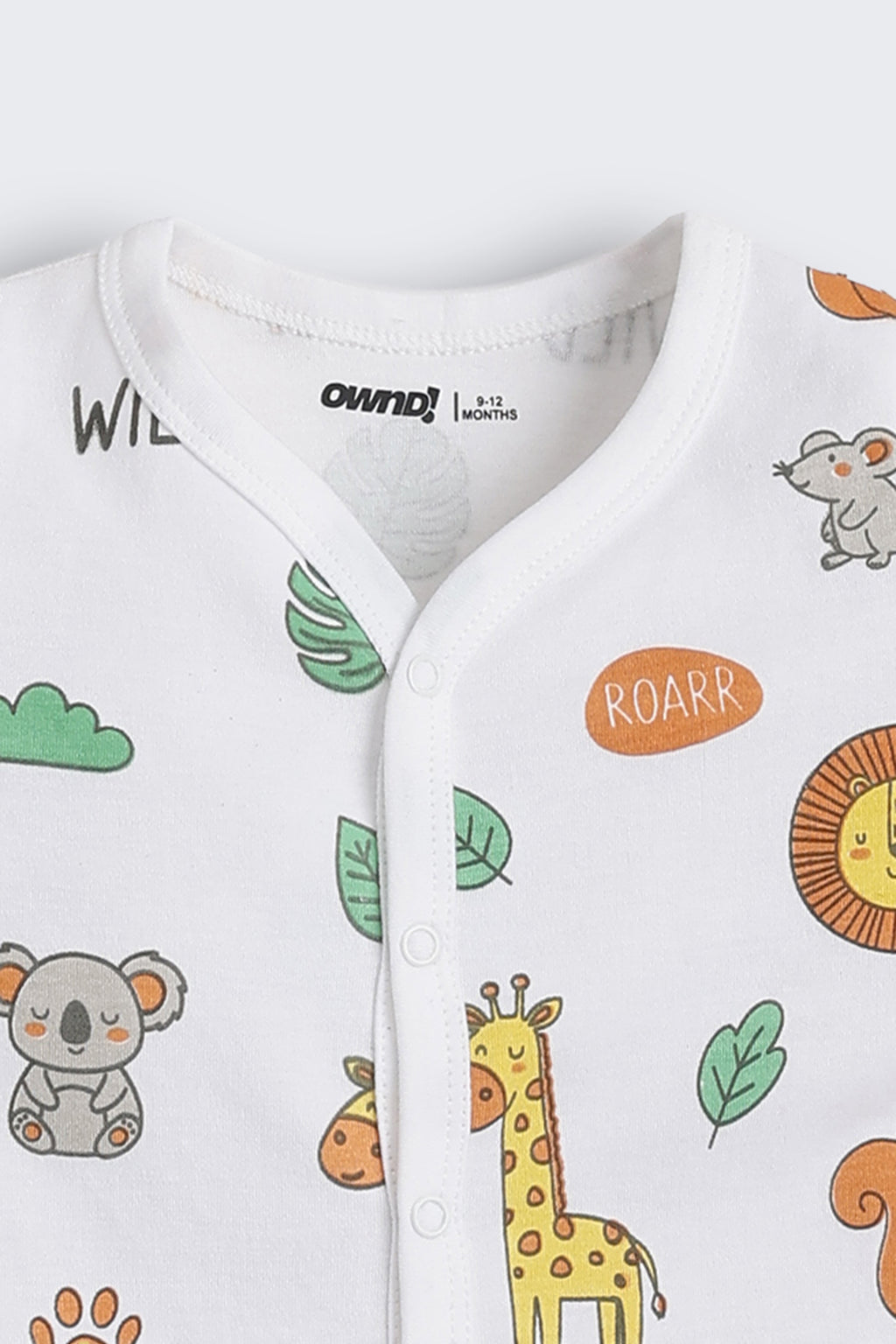 White Animal Printed Regular Fit Co-ord Set for Infant Boys - Image 6