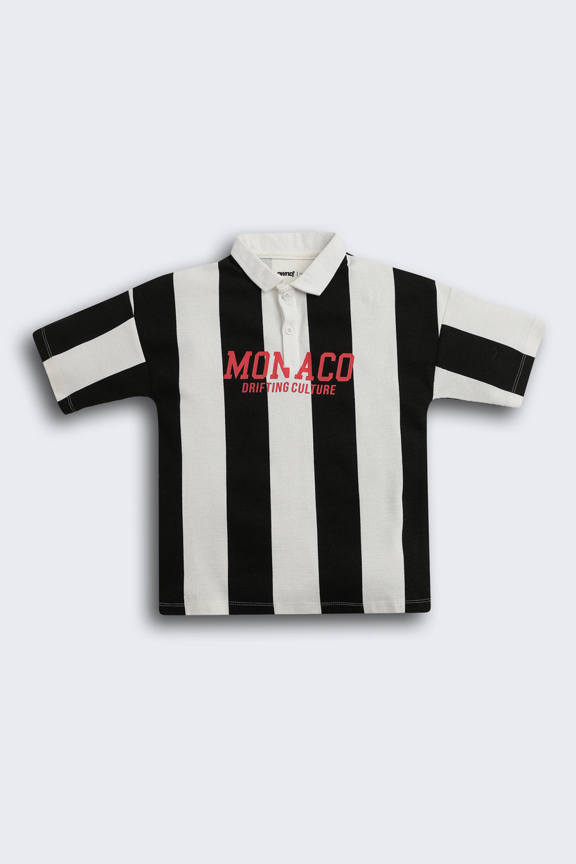 Black Stripes Regular Fit Polos for Boys - Image 2