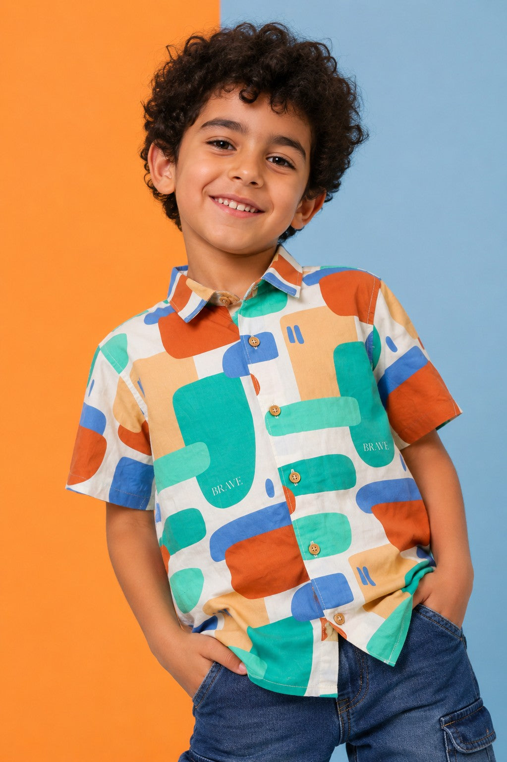 Multi-coloured Abstract Print Shirt for Boys - Image 1