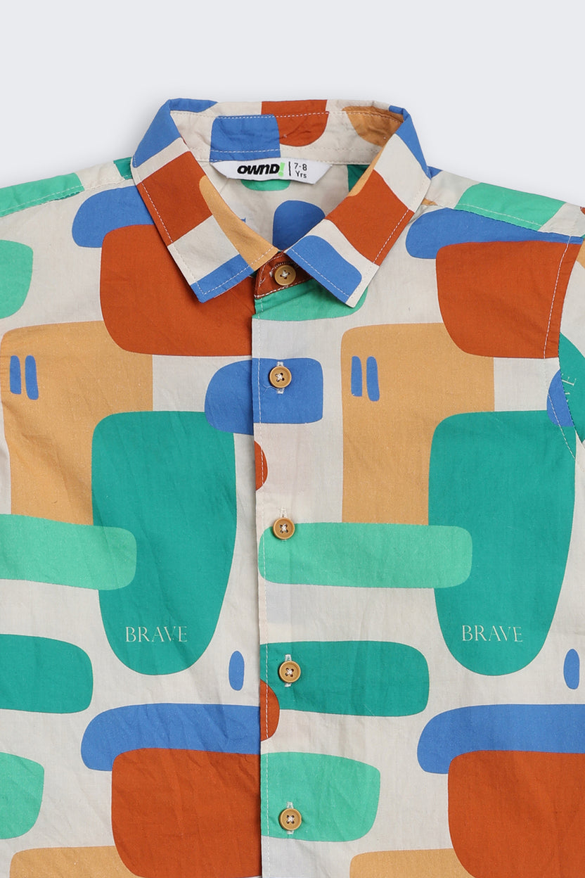 Multi-coloured Abstract Print Shirt for Boys - Image 5