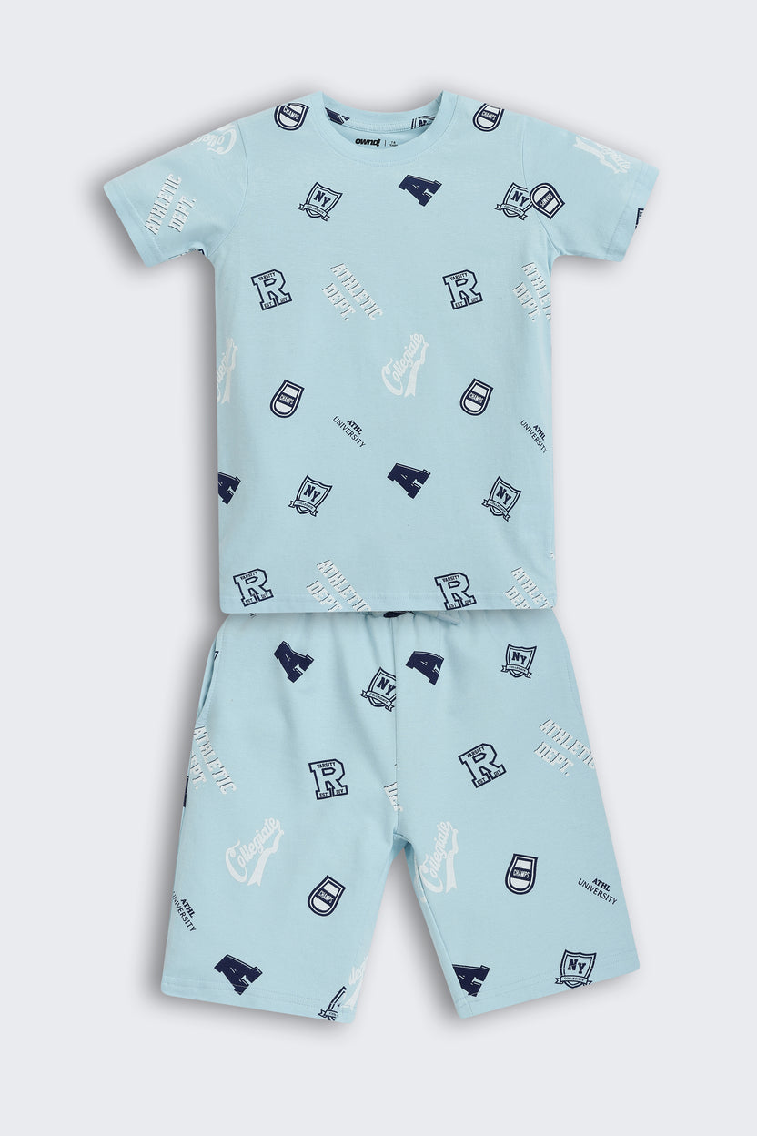 Blue Regular Fit Co-ord Set for Boys - Image 2