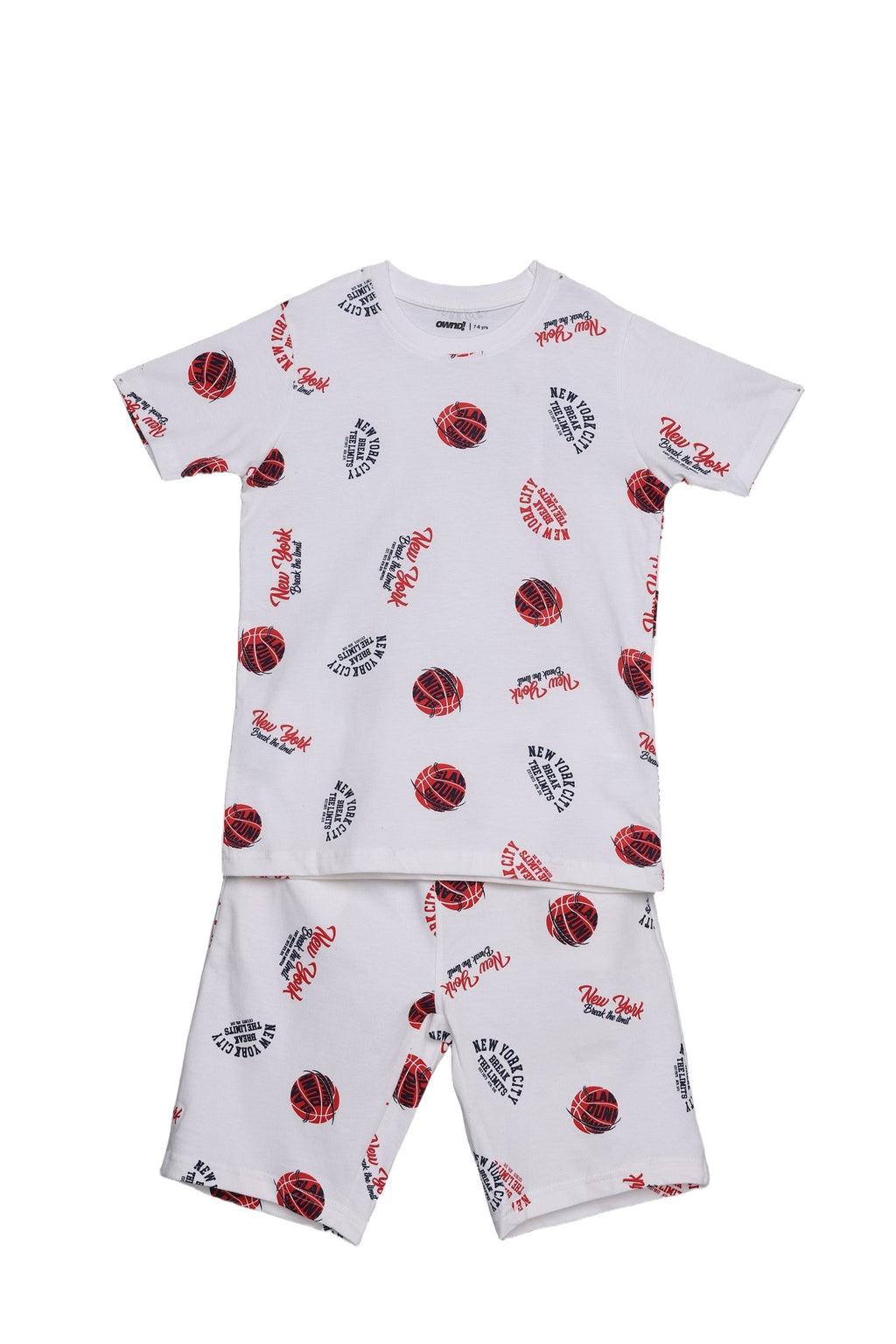 White Basketball Graphic Printed Co-ord Set for Boys - Image 6