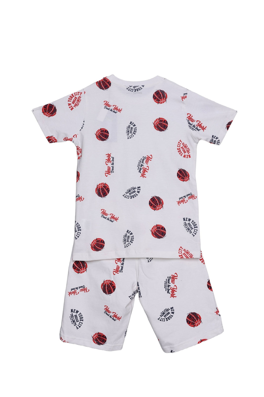 White Basketball Graphic Printed Co-ord Set for Boys - Image 7