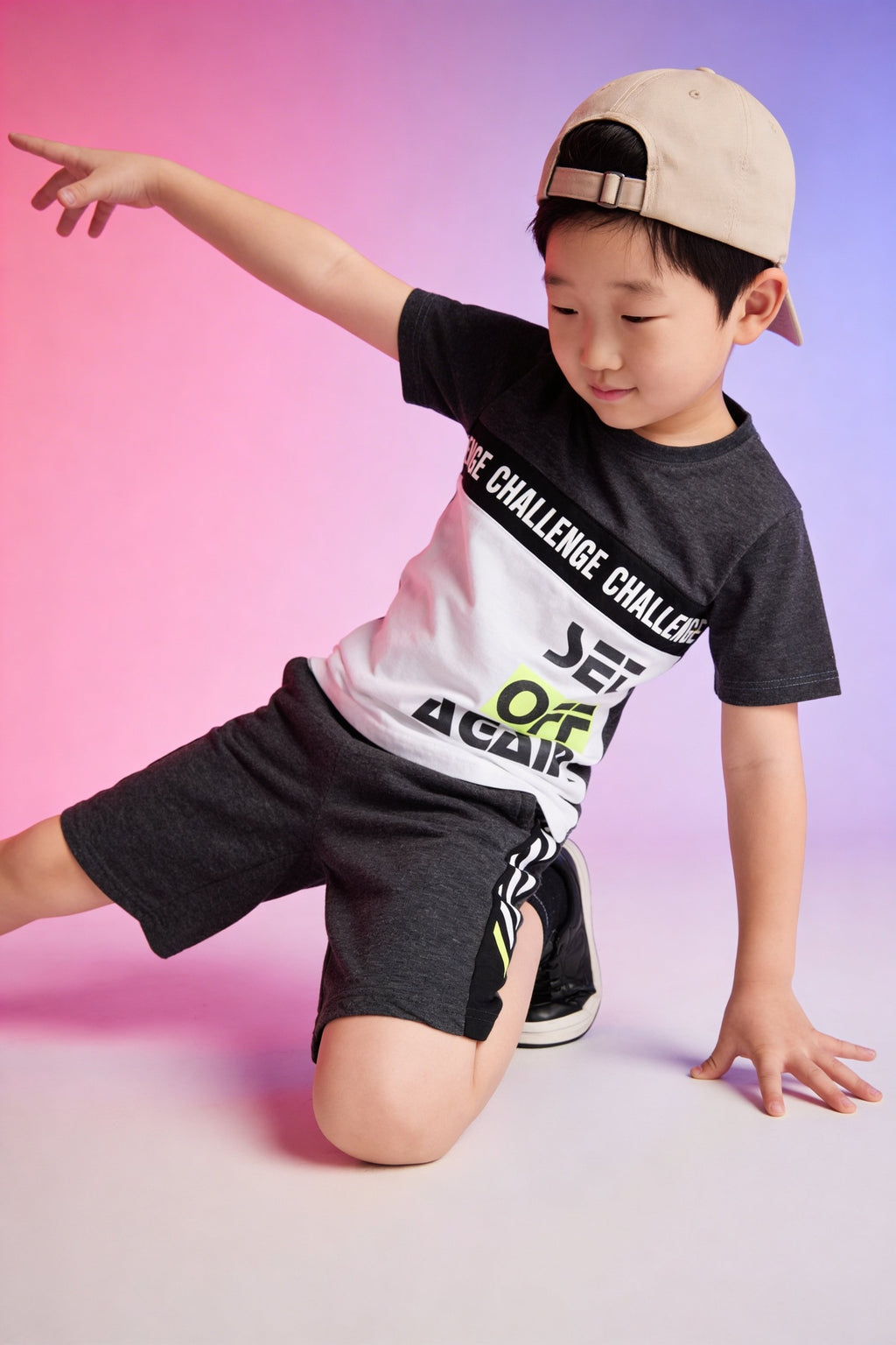 Dark Grey Graphic Printed Co-ord Set for Boys - Image 1