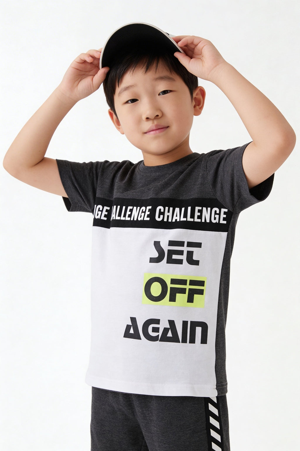Dark Grey Graphic Printed Co-ord Set for Boys - Image 2