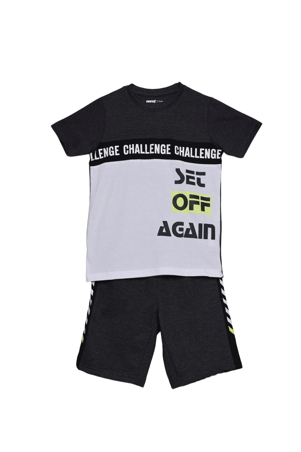 Dark Grey Graphic Printed Co-ord Set for Boys - Image 4