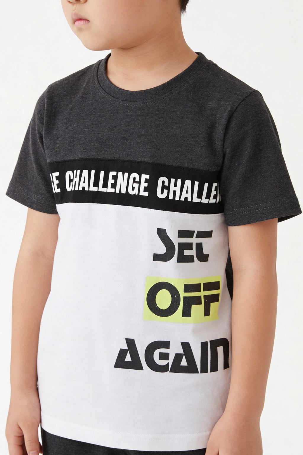 Dark Grey Graphic Printed Co-ord Set for Boys - Image 3