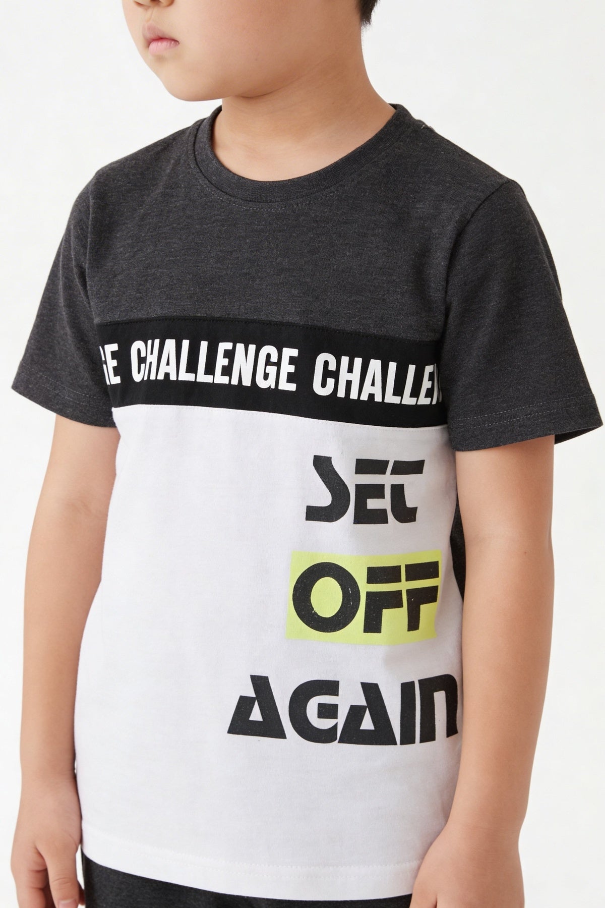 Dark Grey Graphic Printed Co-ord Set for Boys - Image 3