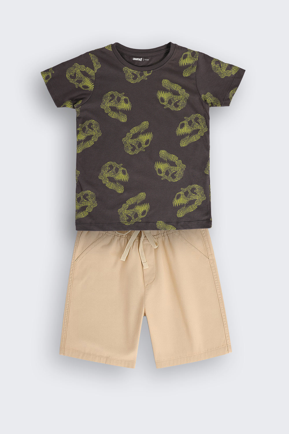 Charcoal Dinosaur Print Regular Fit Co-ord Set for Boys - Image 2