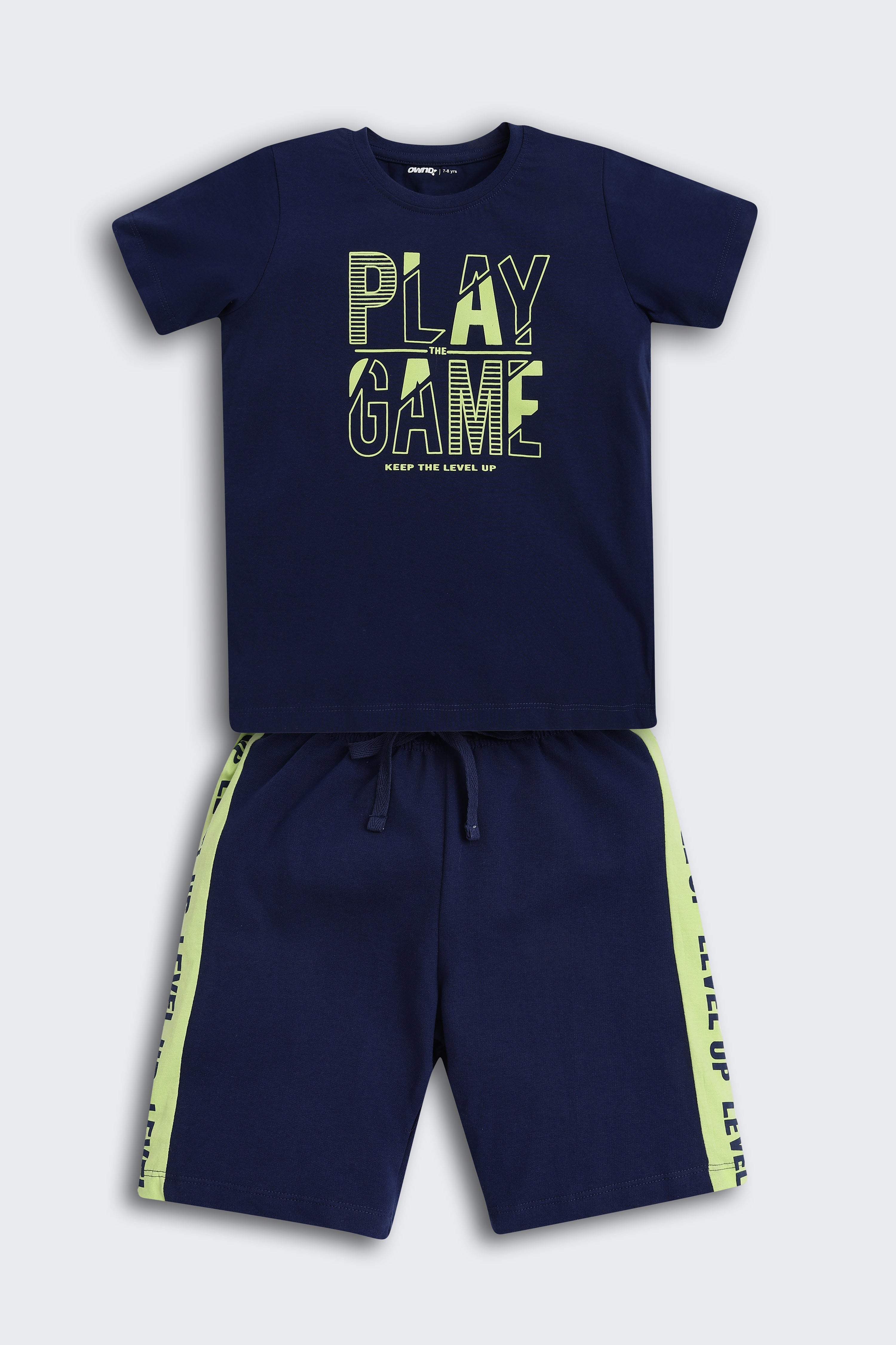 Navy Printed Regular Fit Co-ord Set for Boys - Image 2