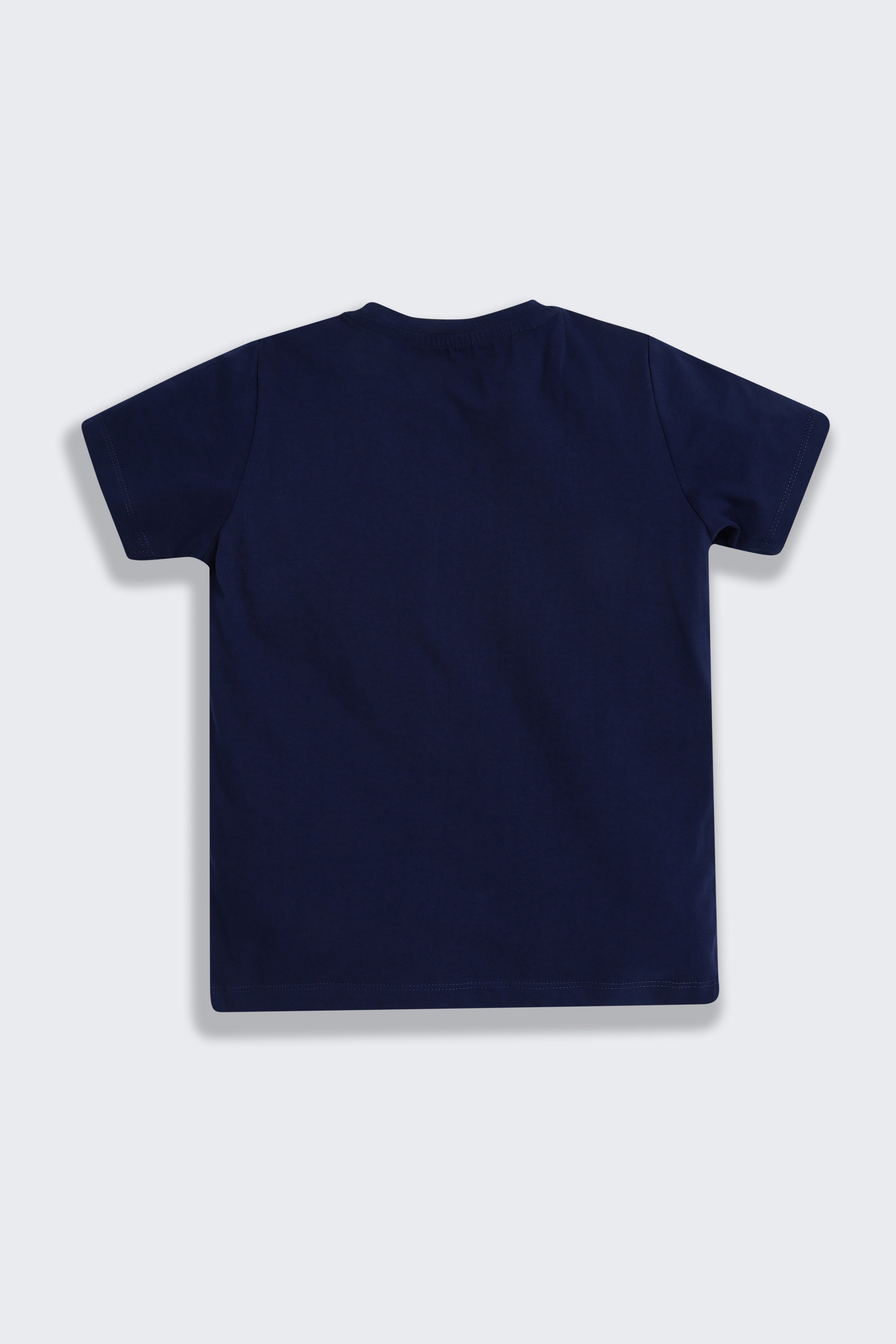 Navy Printed Regular Fit Co-ord Set for Boys - Image 4
