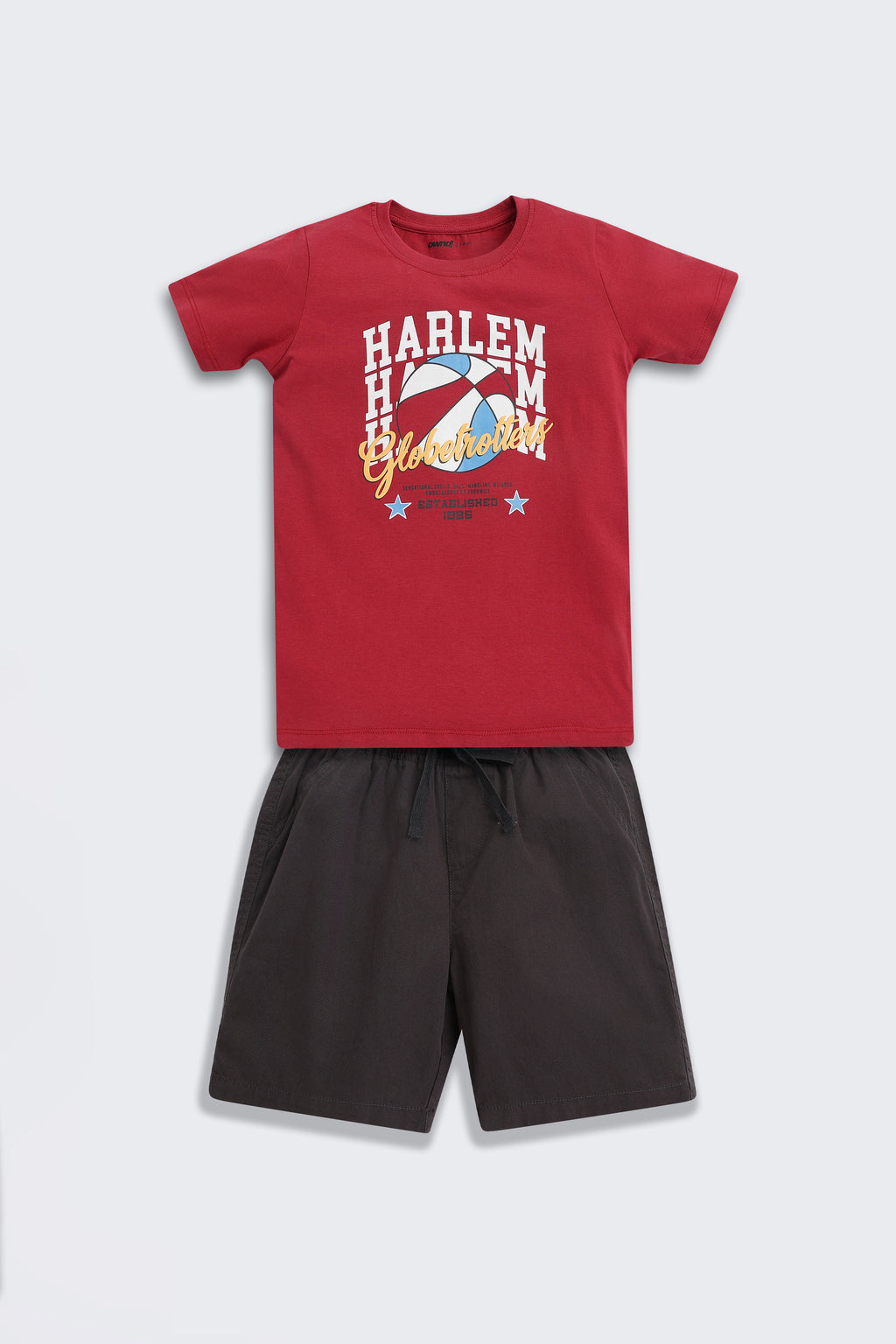 Maroon Graphic Printed Regular Fit Co-ord Set for Boys - Image 2