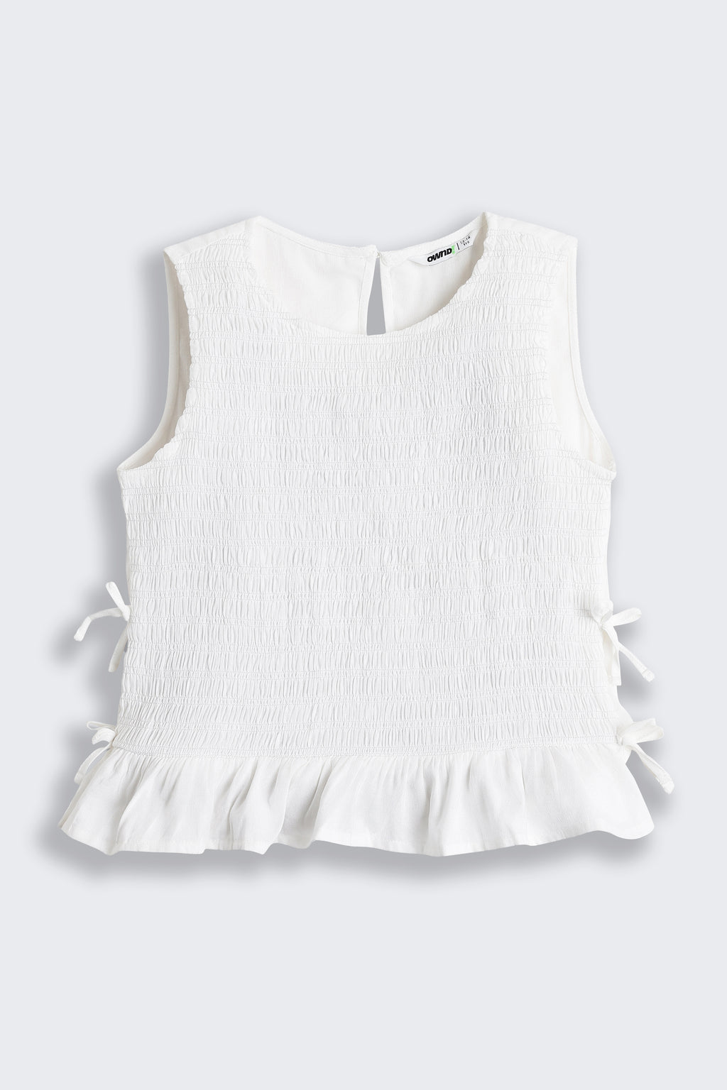 White Textured Regular Fit Top for Tweens Girls - Image 2