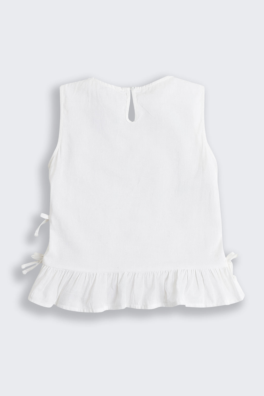 White Textured Regular Fit Top for Tweens Girls - Image 3