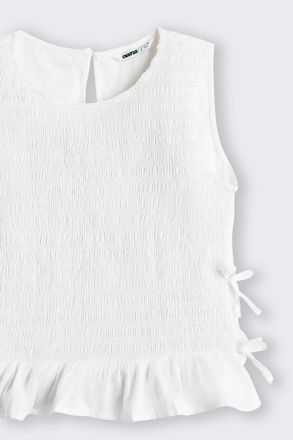White Textured Regular Fit Top for Tweens Girls - Image 5