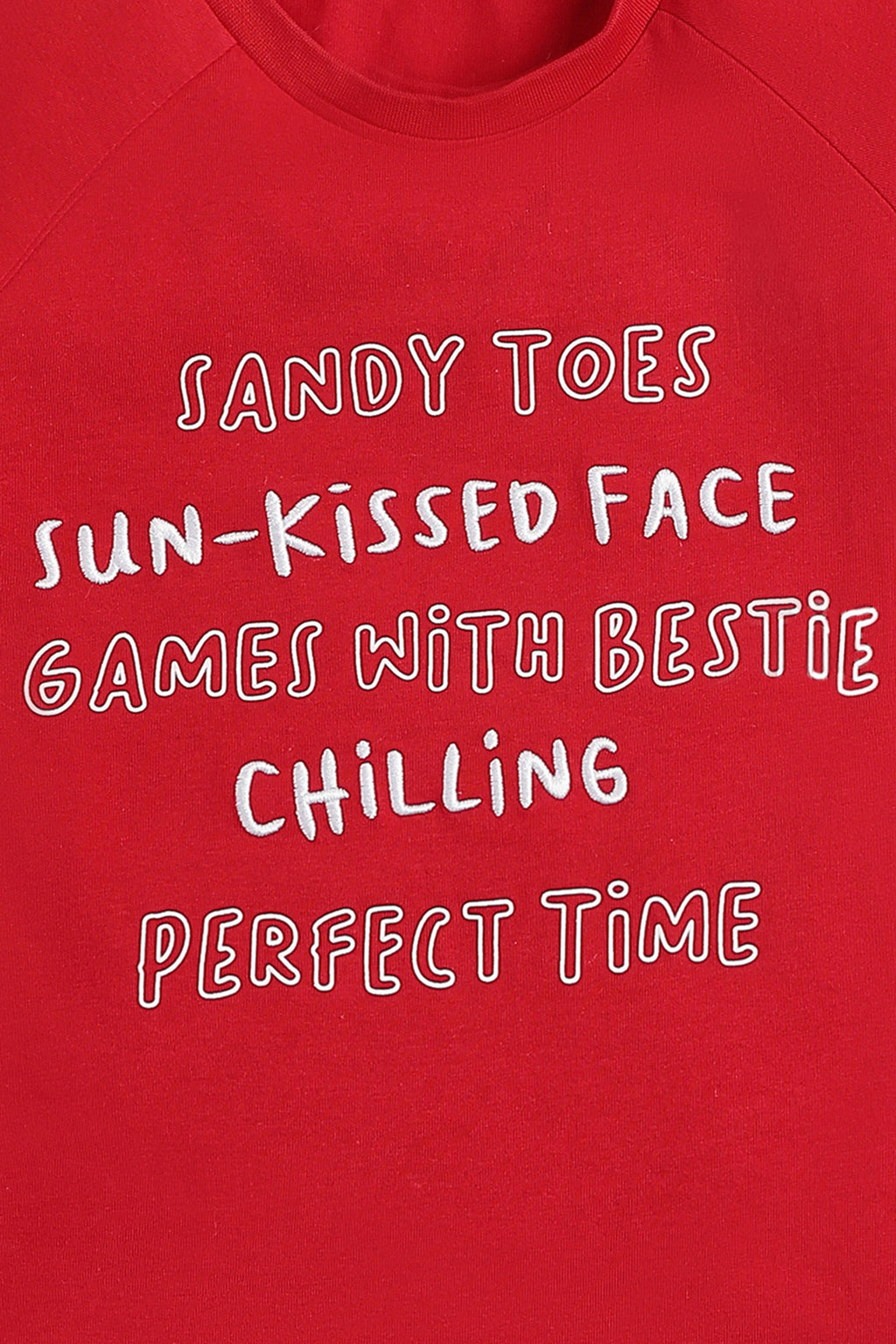 Red Typographic Printed Regular Fit T-Shirt for Tweens Girls - Image 6