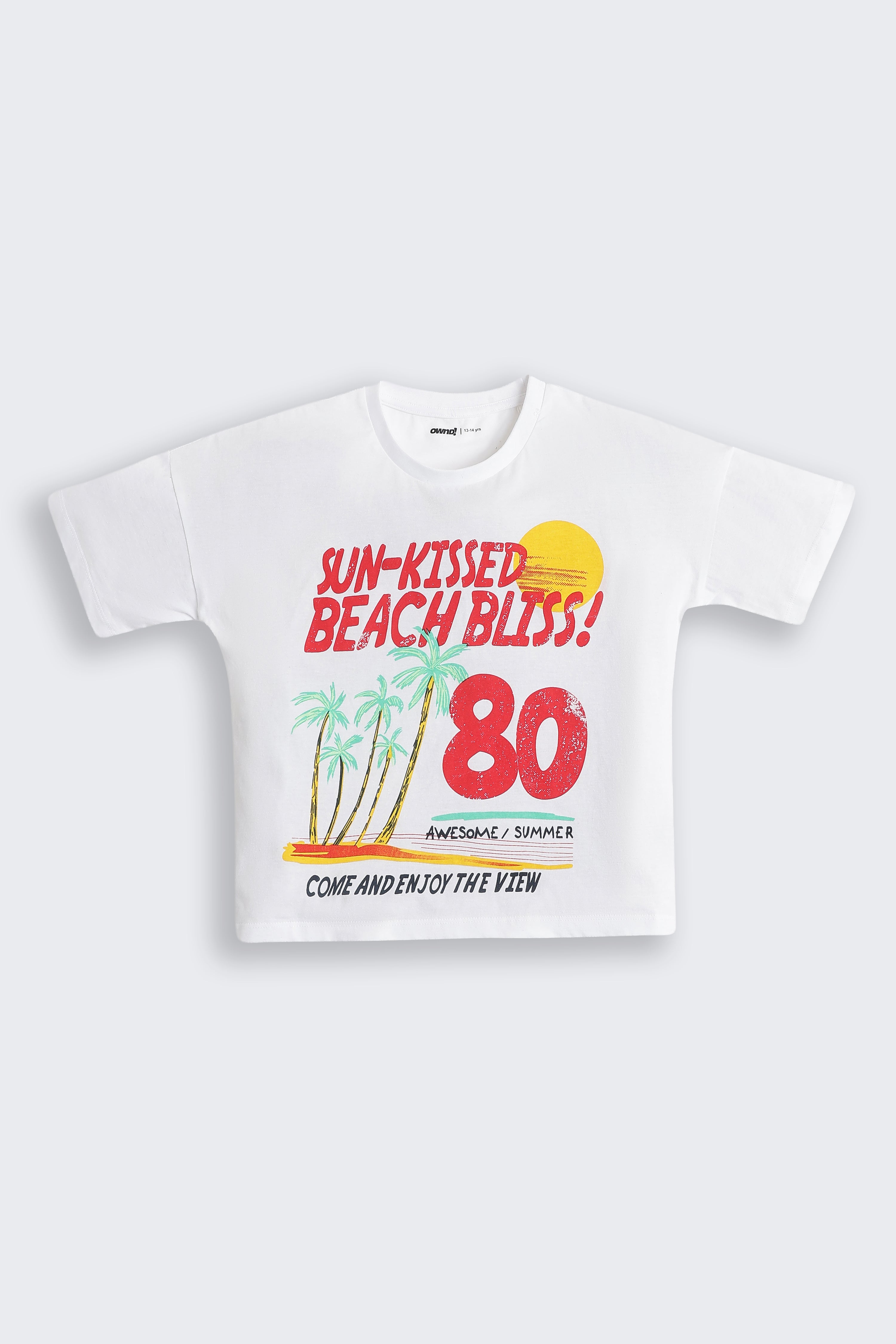 White Graphic Printed Regular Fit T-Shirt for Tweens Girls - Image 2