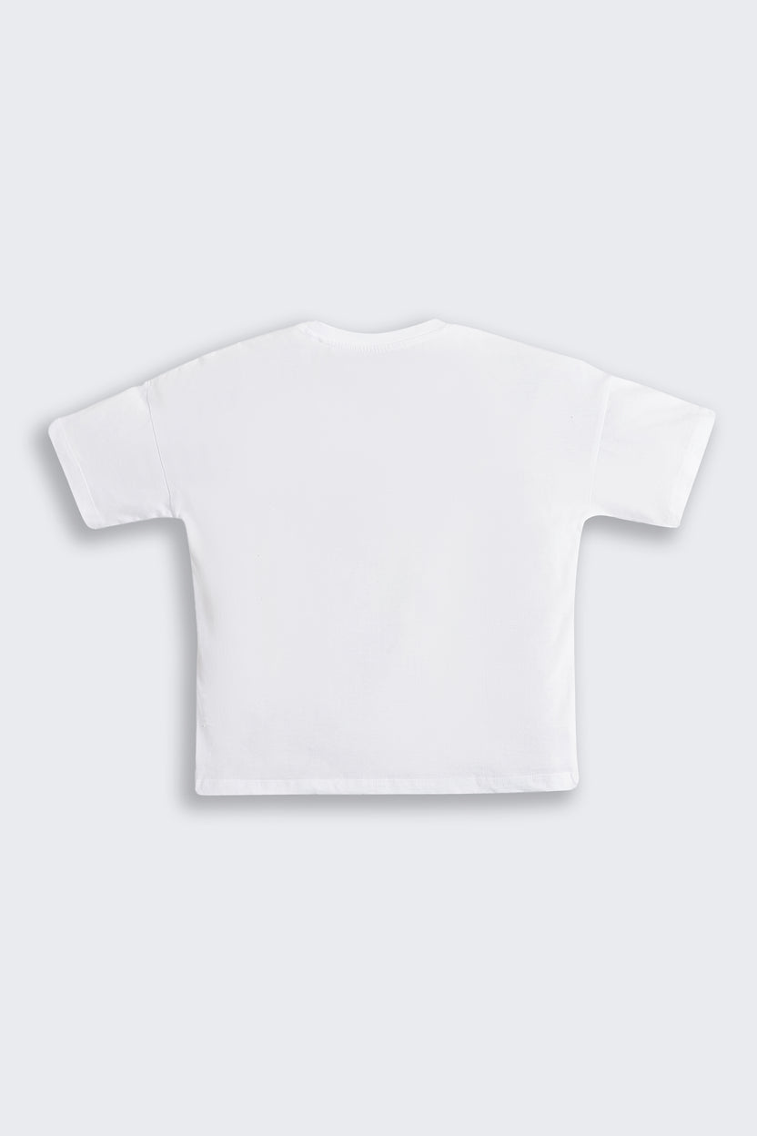 White Graphic Printed Regular Fit T-Shirt for Tweens Girls - Image 3
