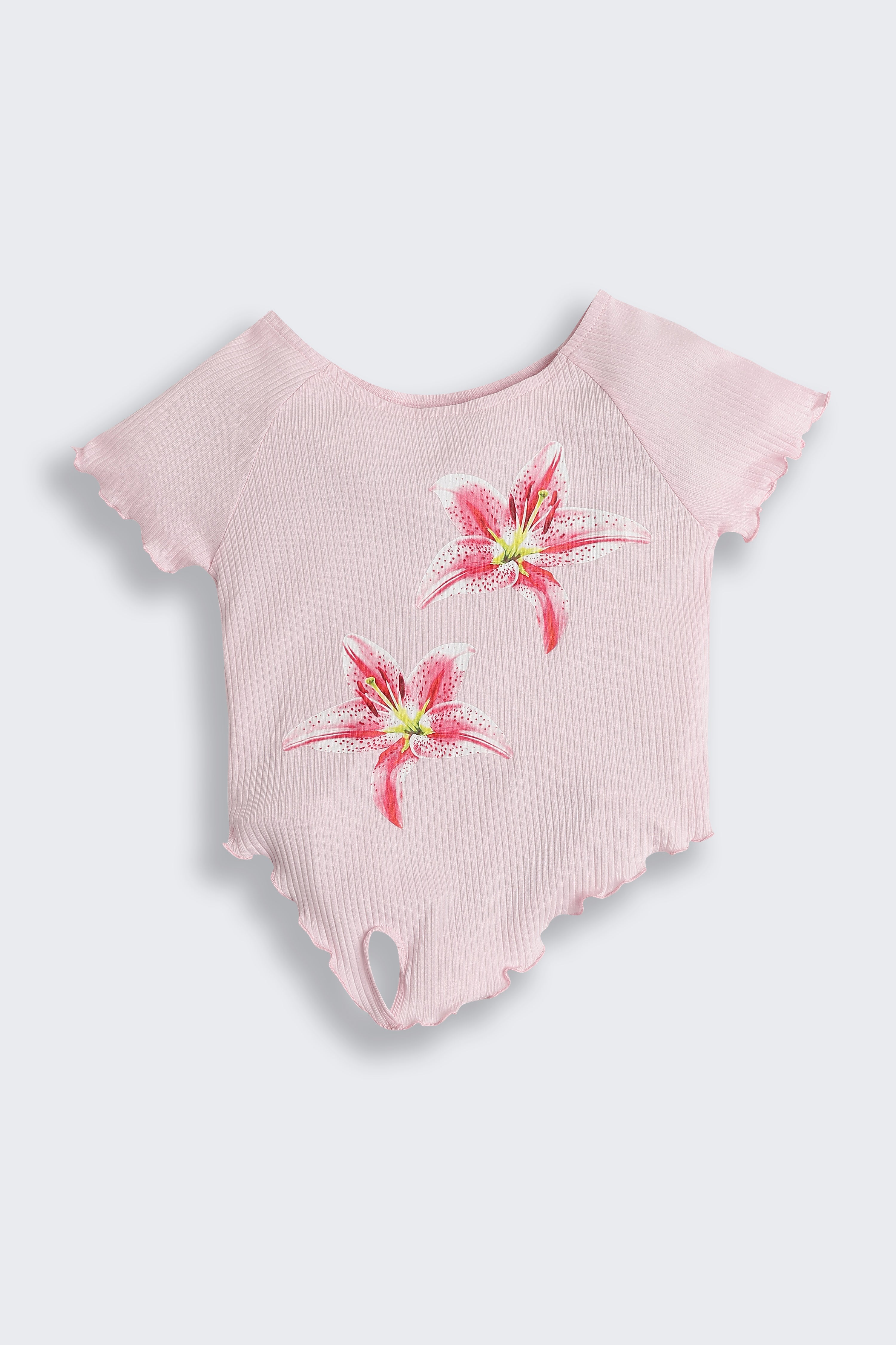 Pink Flower Printed Regular Fit Top for Tweens Girls - Image 2
