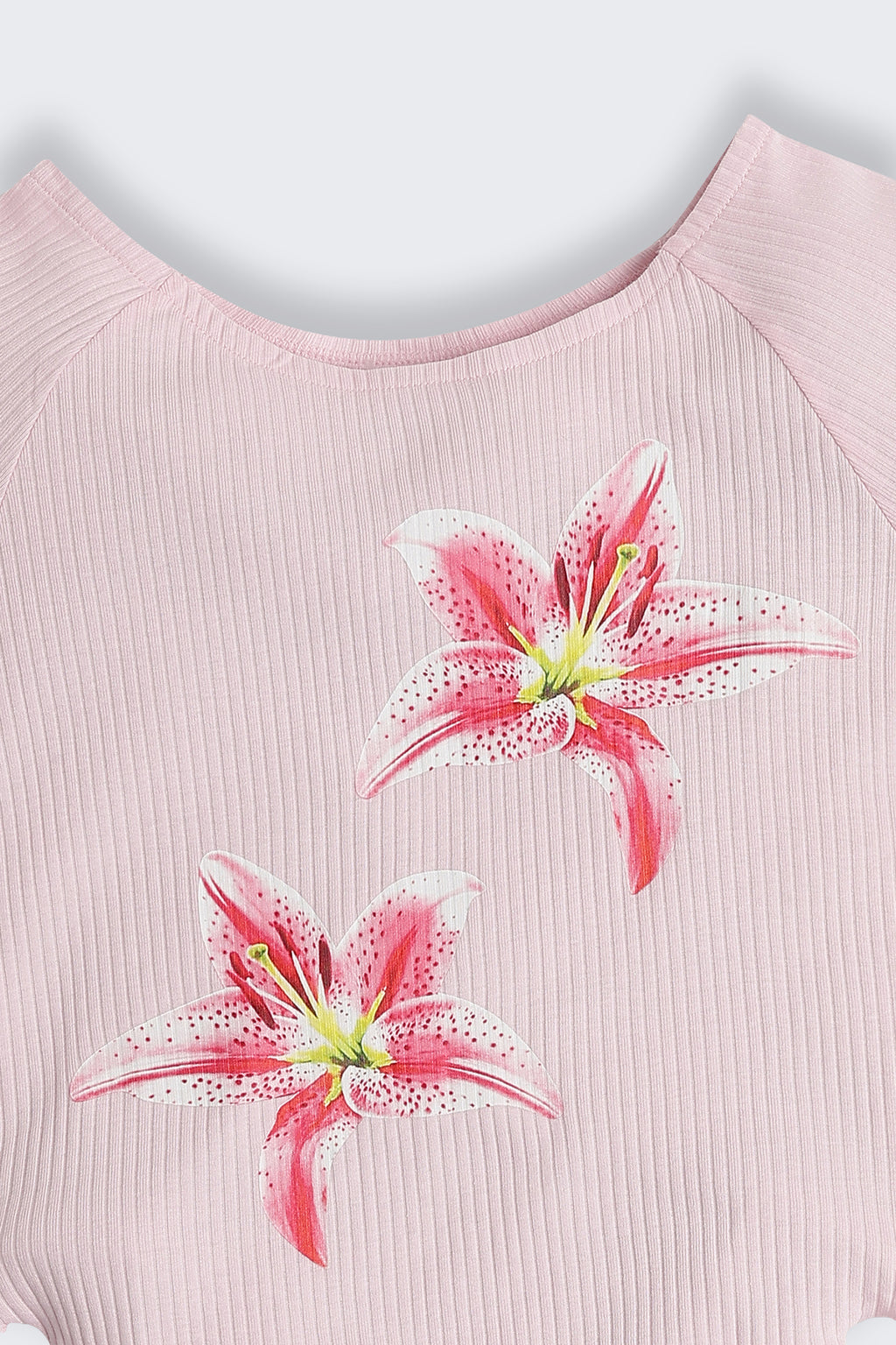 Pink Flower Printed Regular Fit Top for Tweens Girls - Image 4