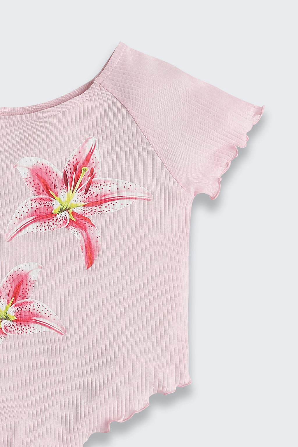 Pink Flower Printed Regular Fit Top for Tweens Girls - Image 5