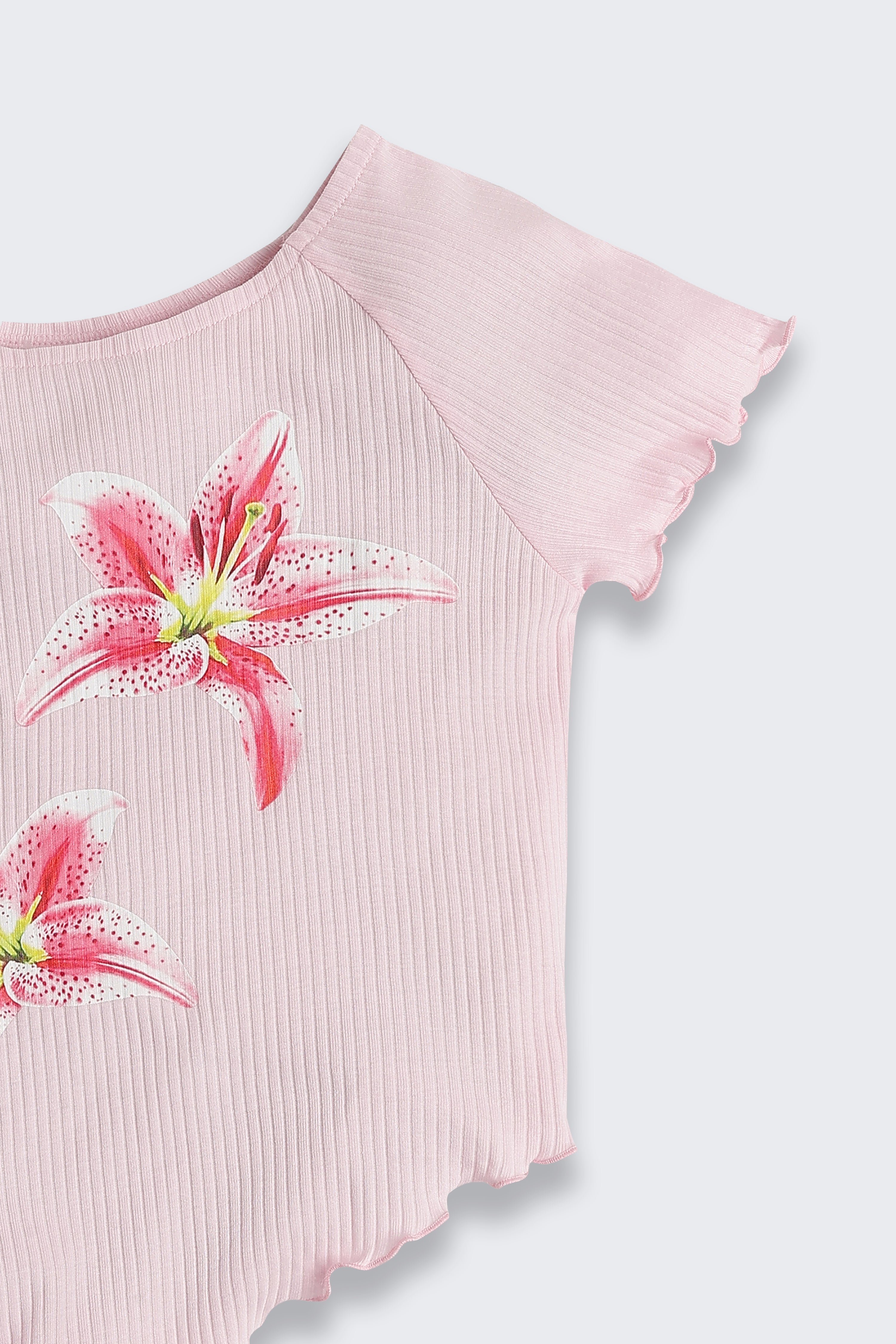 Pink Flower Printed Regular Fit Top for Tweens Girls - Image 5