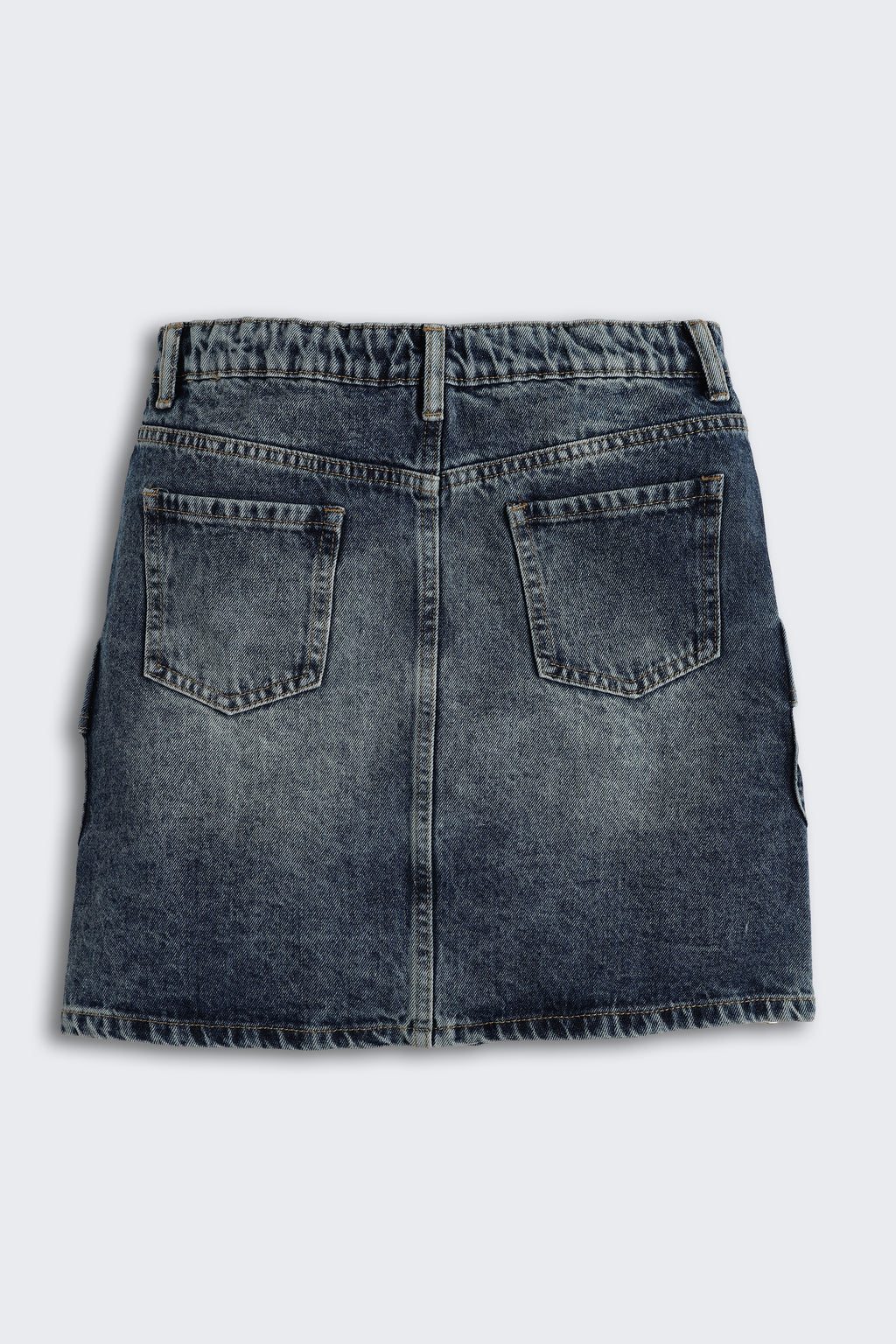 Navy 7 Pocketed Regular Fit Denim Skirt for Tweens Girls - Image 3