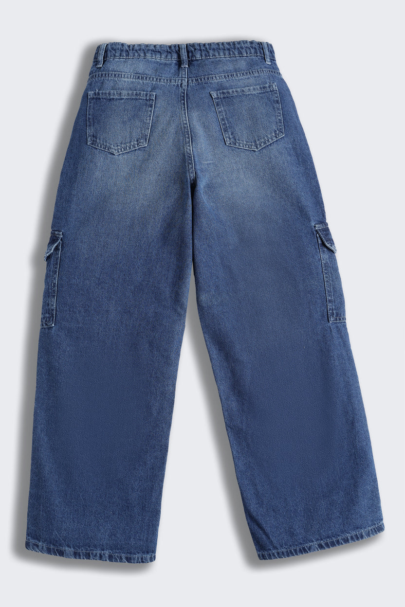 Navy 7 Pocketed Regular Fit Jeans for Tweens Girls - Image 3