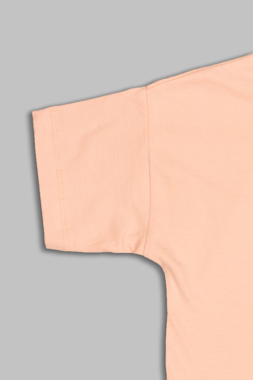 Peach Mermaid Printed Regular Fit T-Shirt For Girls - Image 4