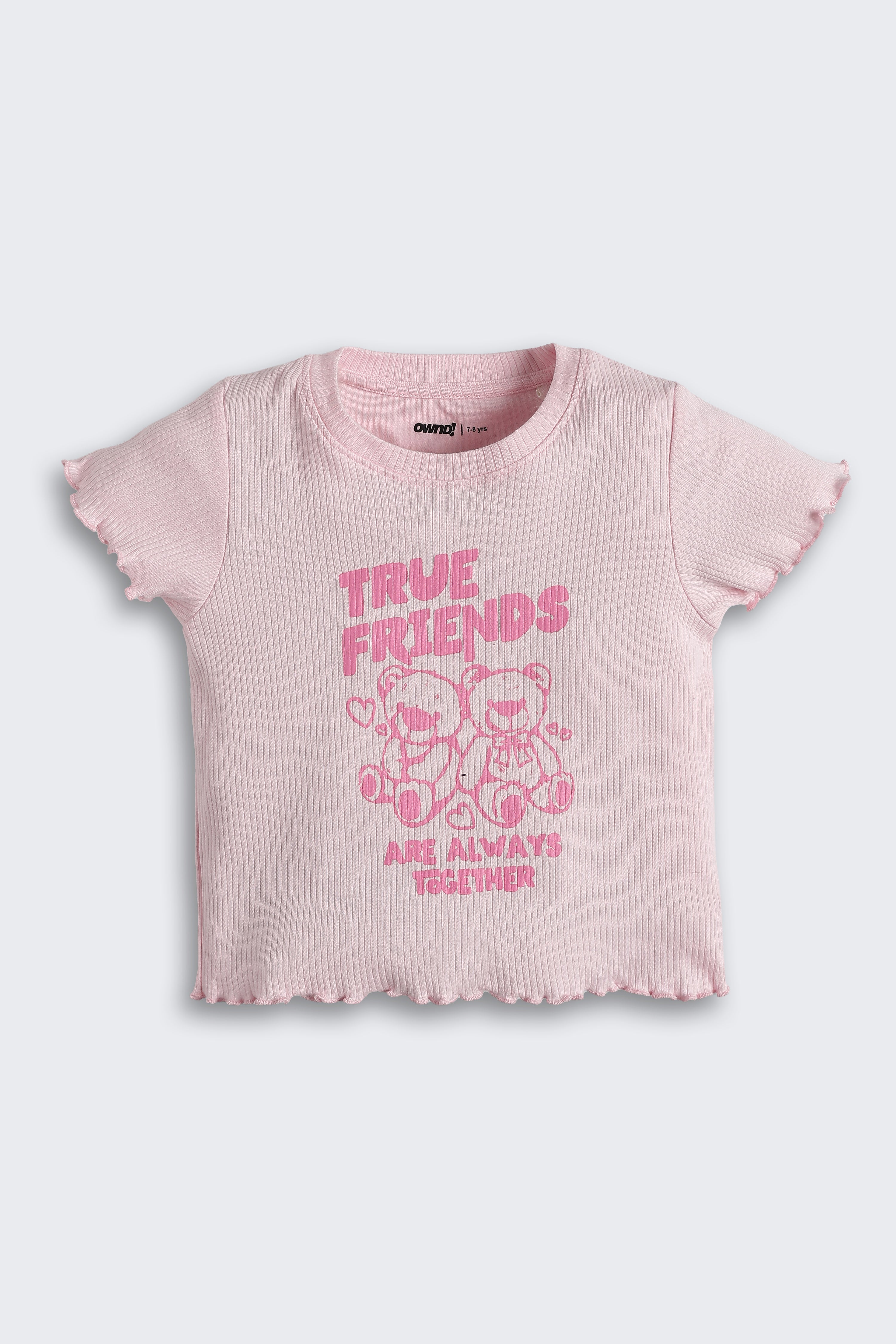 Pink Teddy Graphic Regular Fit T-Shirt for Girls - Image 2