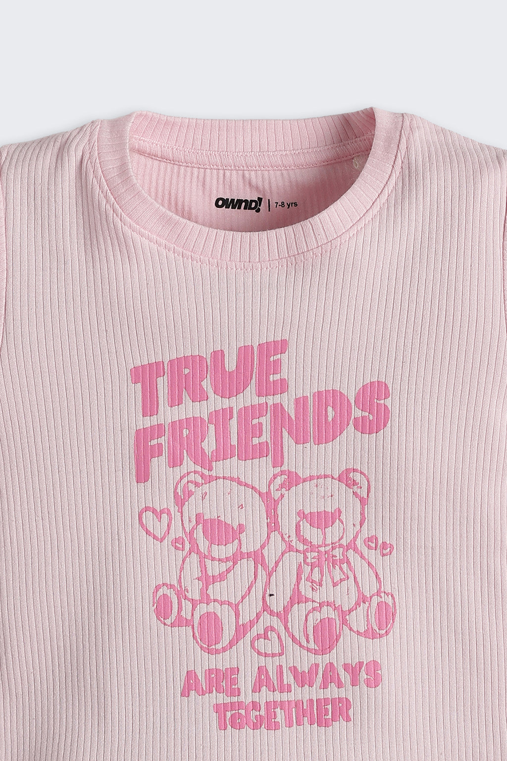 Pink Teddy Graphic Regular Fit T-Shirt for Girls - Image 4