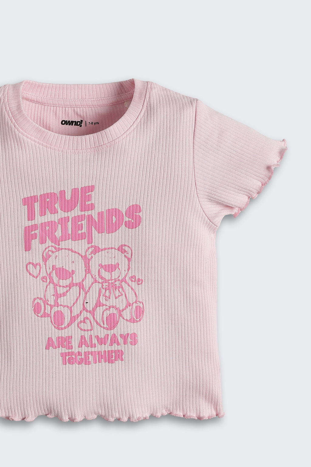 Pink Teddy Graphic Regular Fit T-Shirt for Girls - Image 5