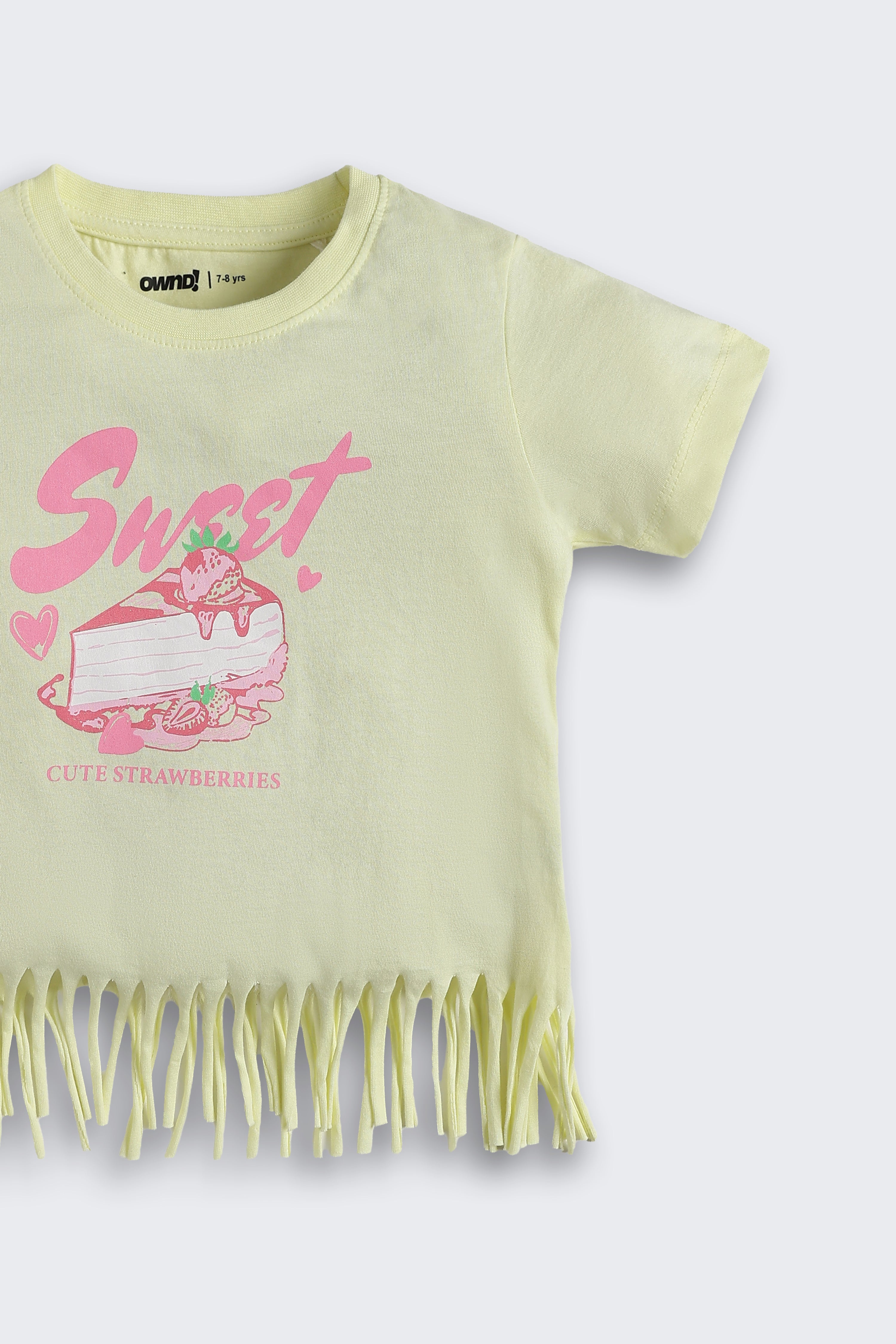 Yellow Graphic Regular Fit T-Shirt for Girls - Image 5