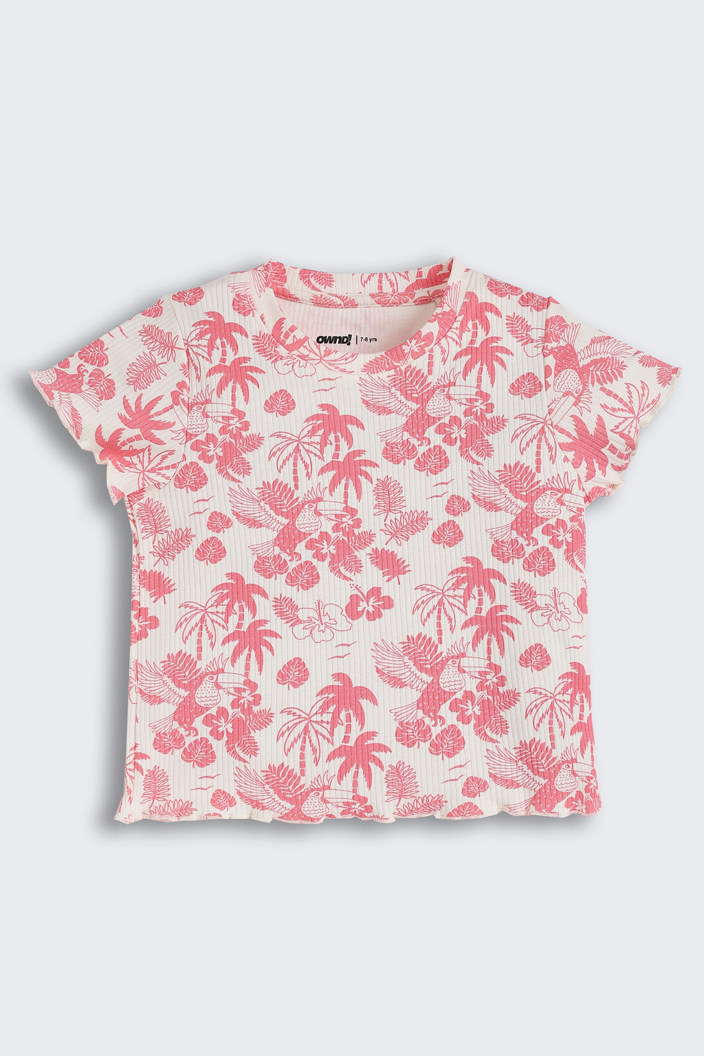 Pink Tropical Regular Fit T-Shirt for Girls - Image 2