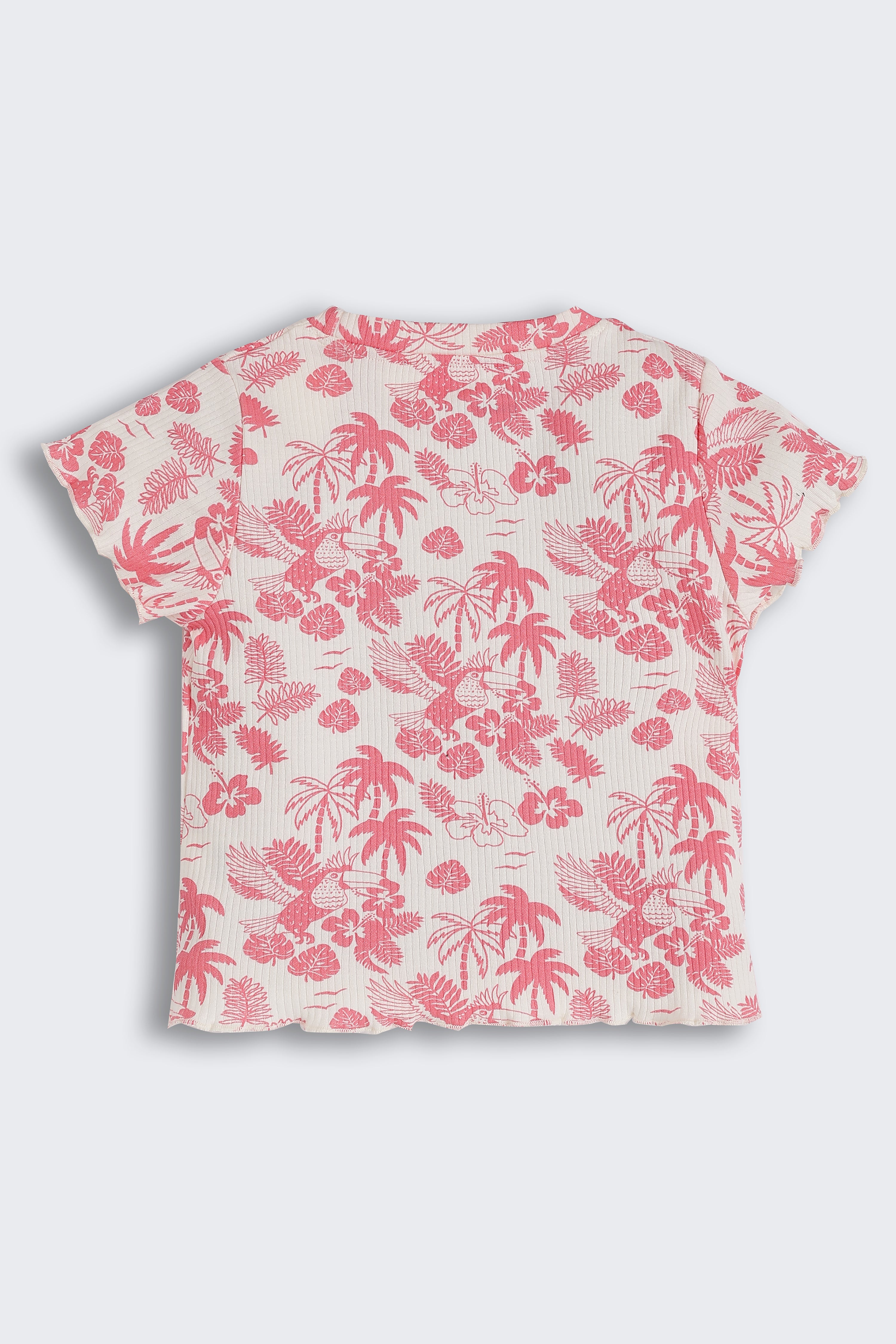 Pink Tropical Regular Fit T-Shirt for Girls - Image 3