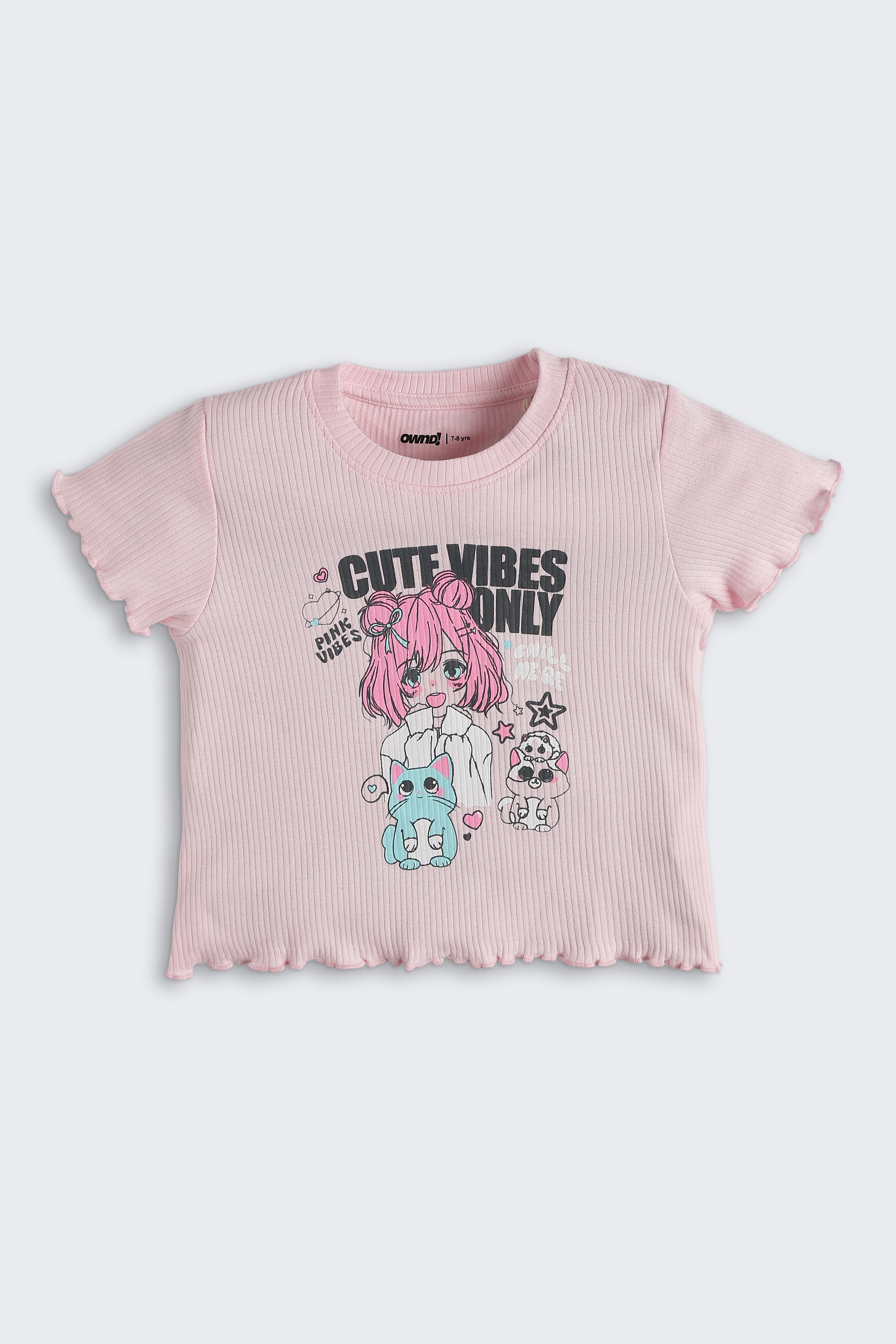 Pink Cutes Graphic Regular Fit T-Shirt for Girls - Image 2