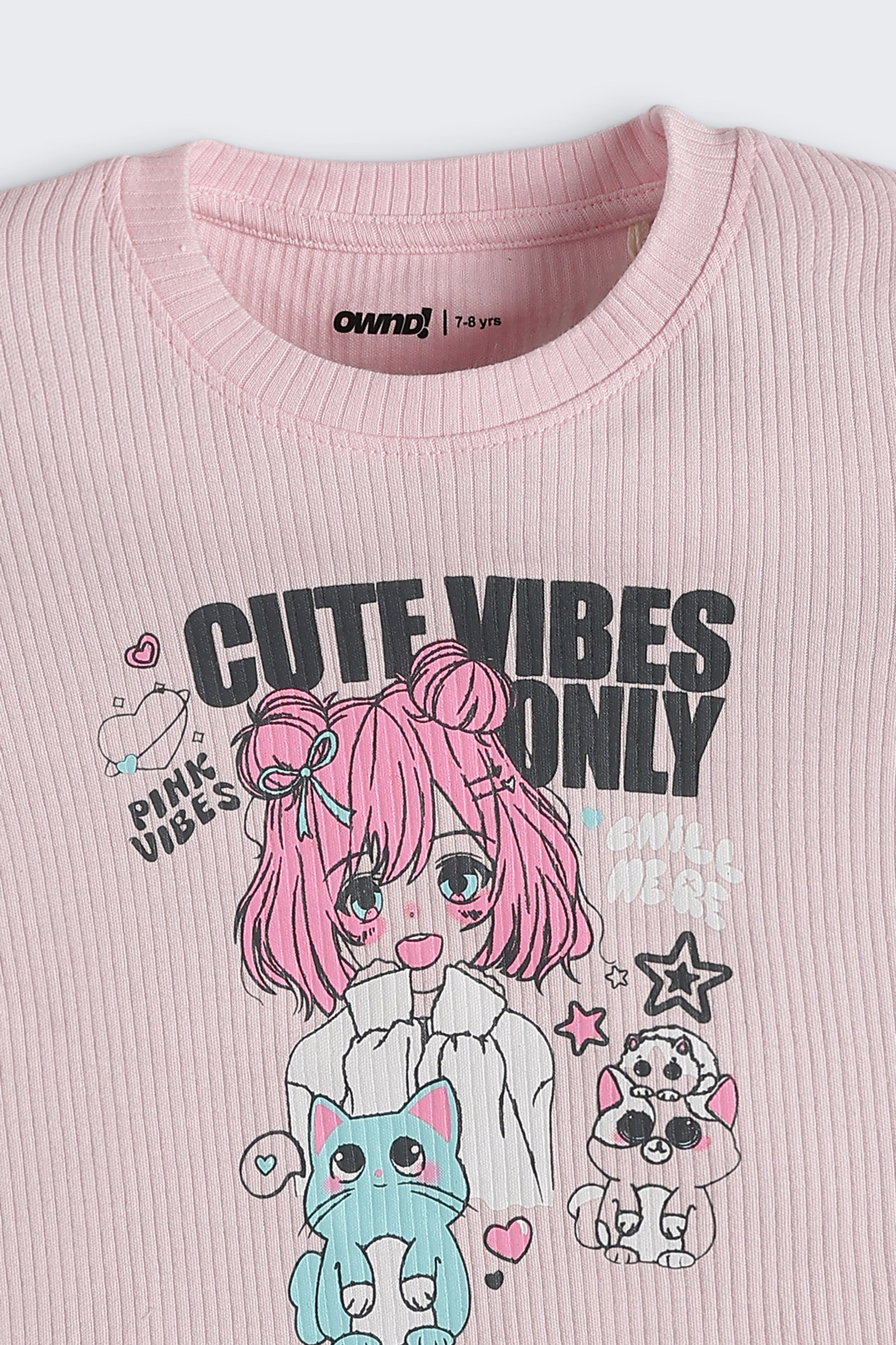 Pink Cutes Graphic Regular Fit T-Shirt for Girls - Image 4
