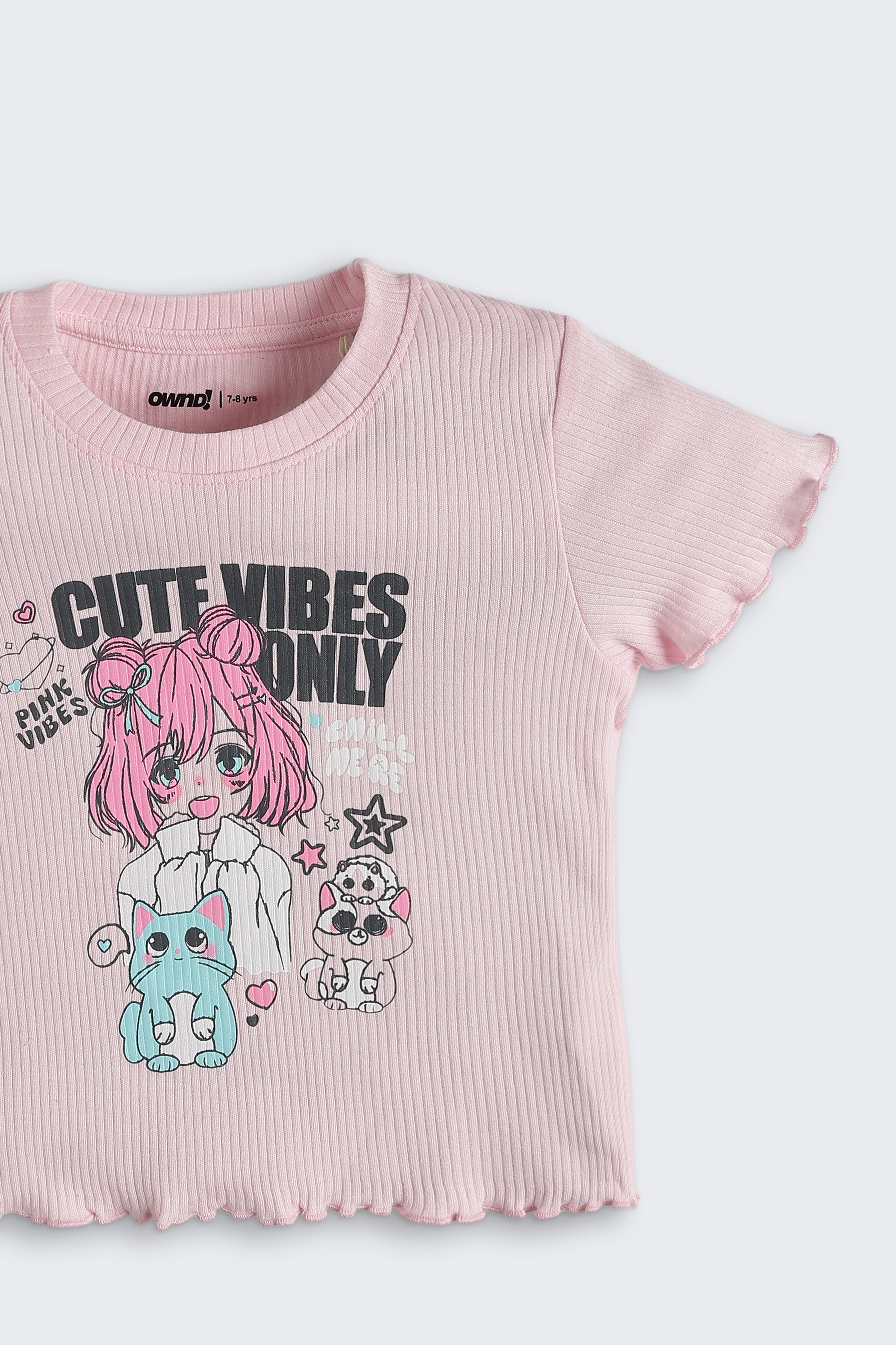 Pink Cutes Graphic Regular Fit T-Shirt for Girls - Image 5