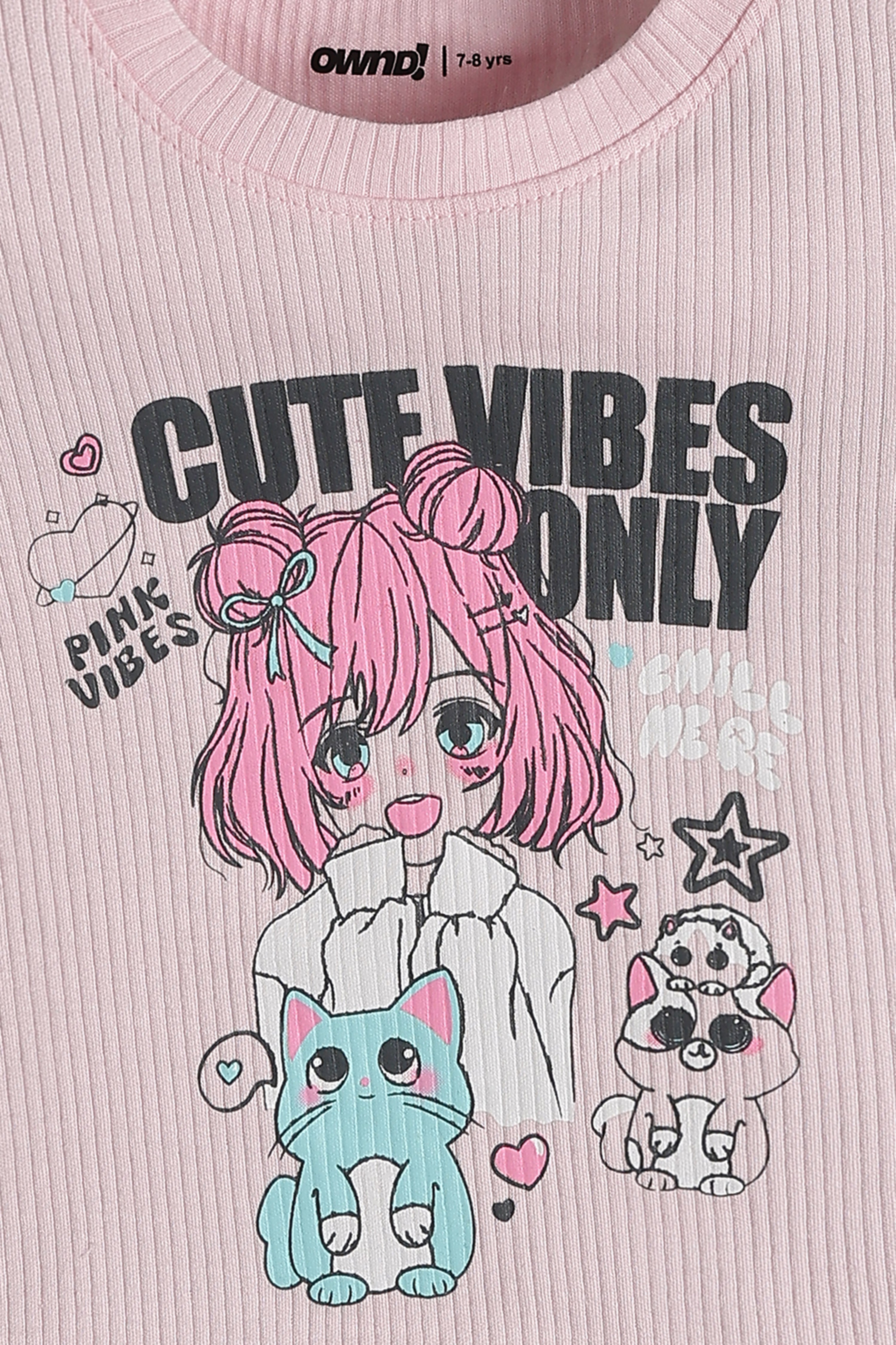 Pink Cutes Graphic Regular Fit T-Shirt for Girls - Image 6