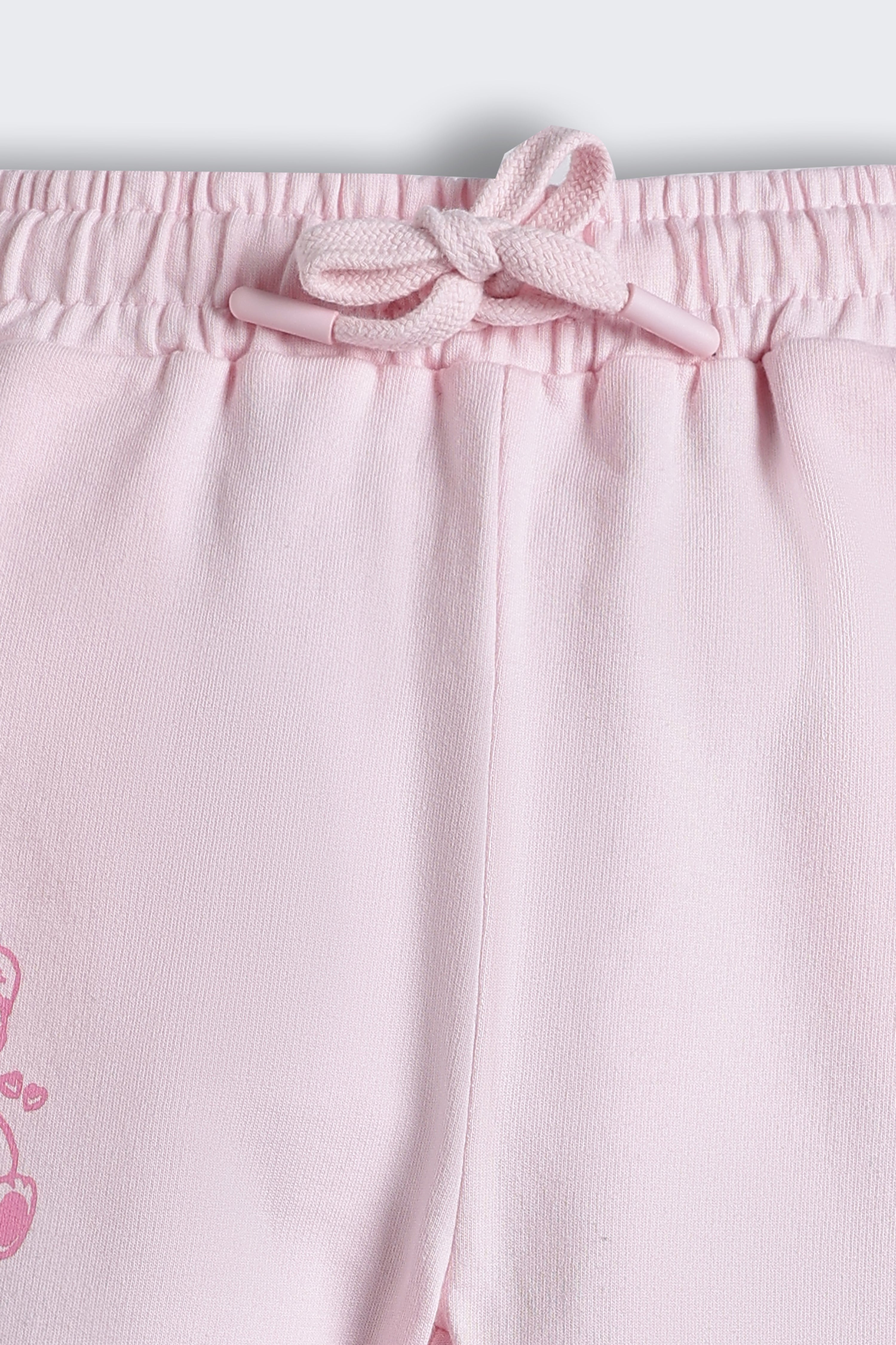Pink Teddy Printed Regular Fit Joggers for Girls - Image 4