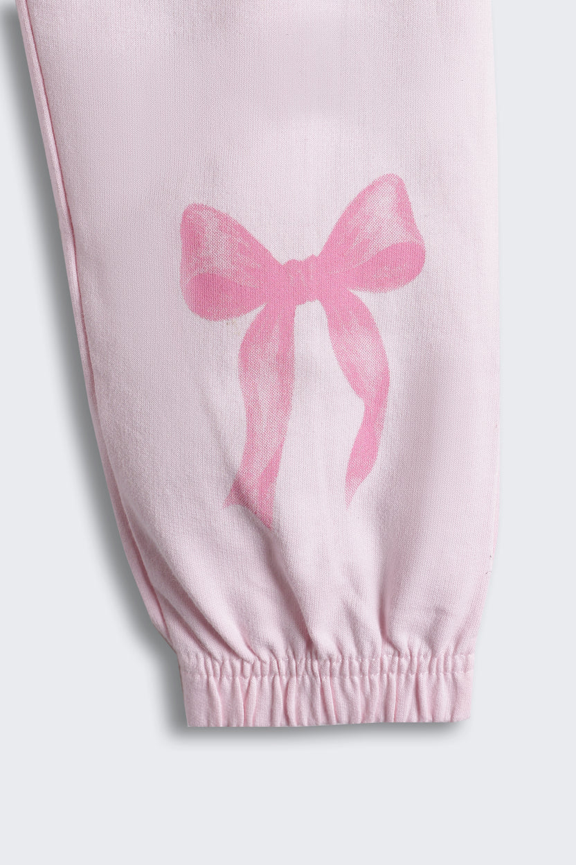Pink Teddy Printed Regular Fit Joggers for Girls - Image 5