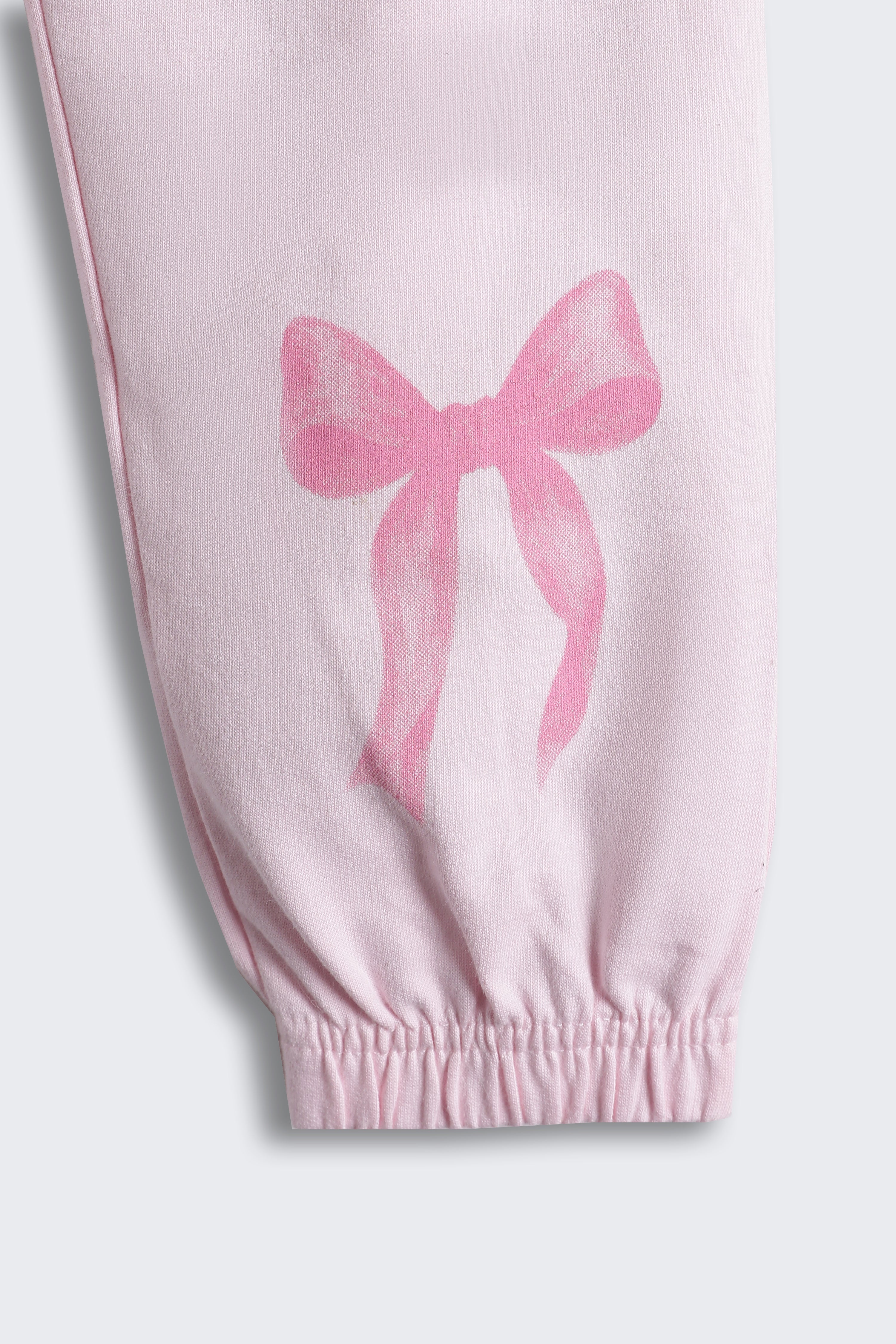 Pink Teddy Printed Regular Fit Joggers for Girls - Image 5
