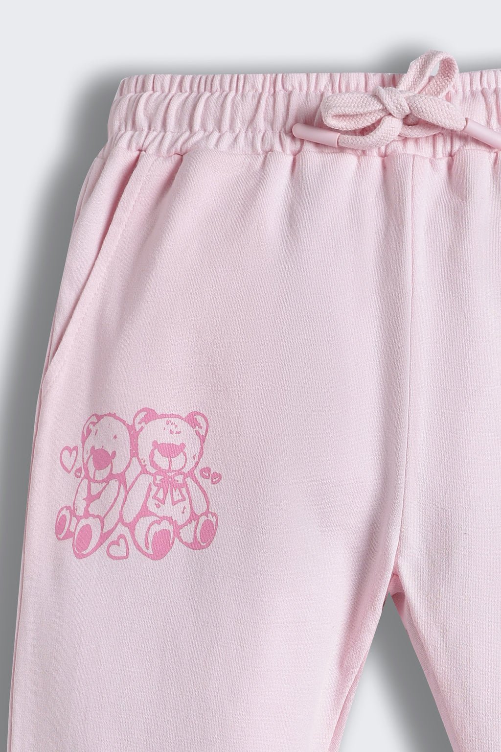 Pink Teddy Printed Regular Fit Joggers for Girls - Image 6