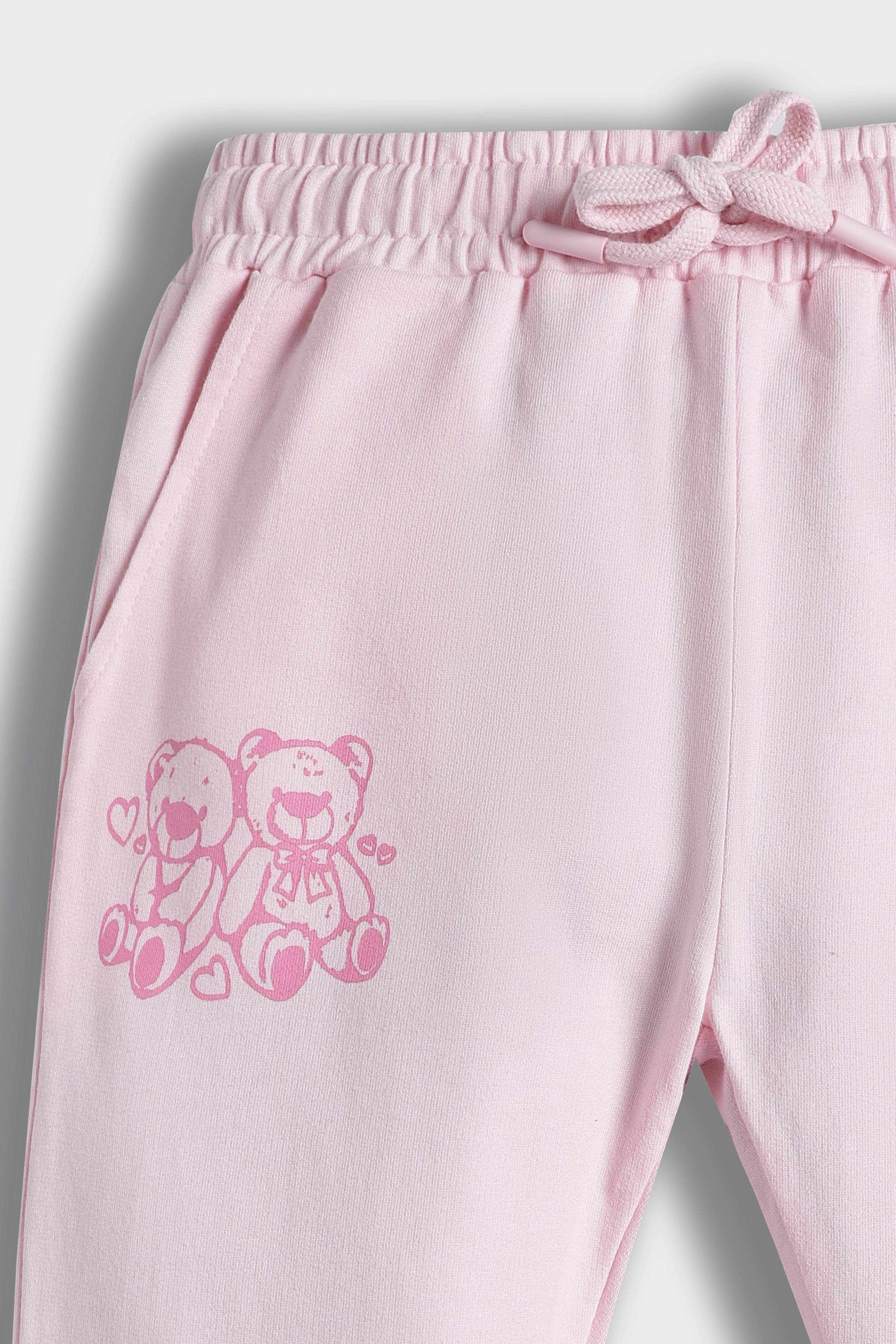 Pink Teddy Printed Regular Fit Joggers for Girls - Image 6