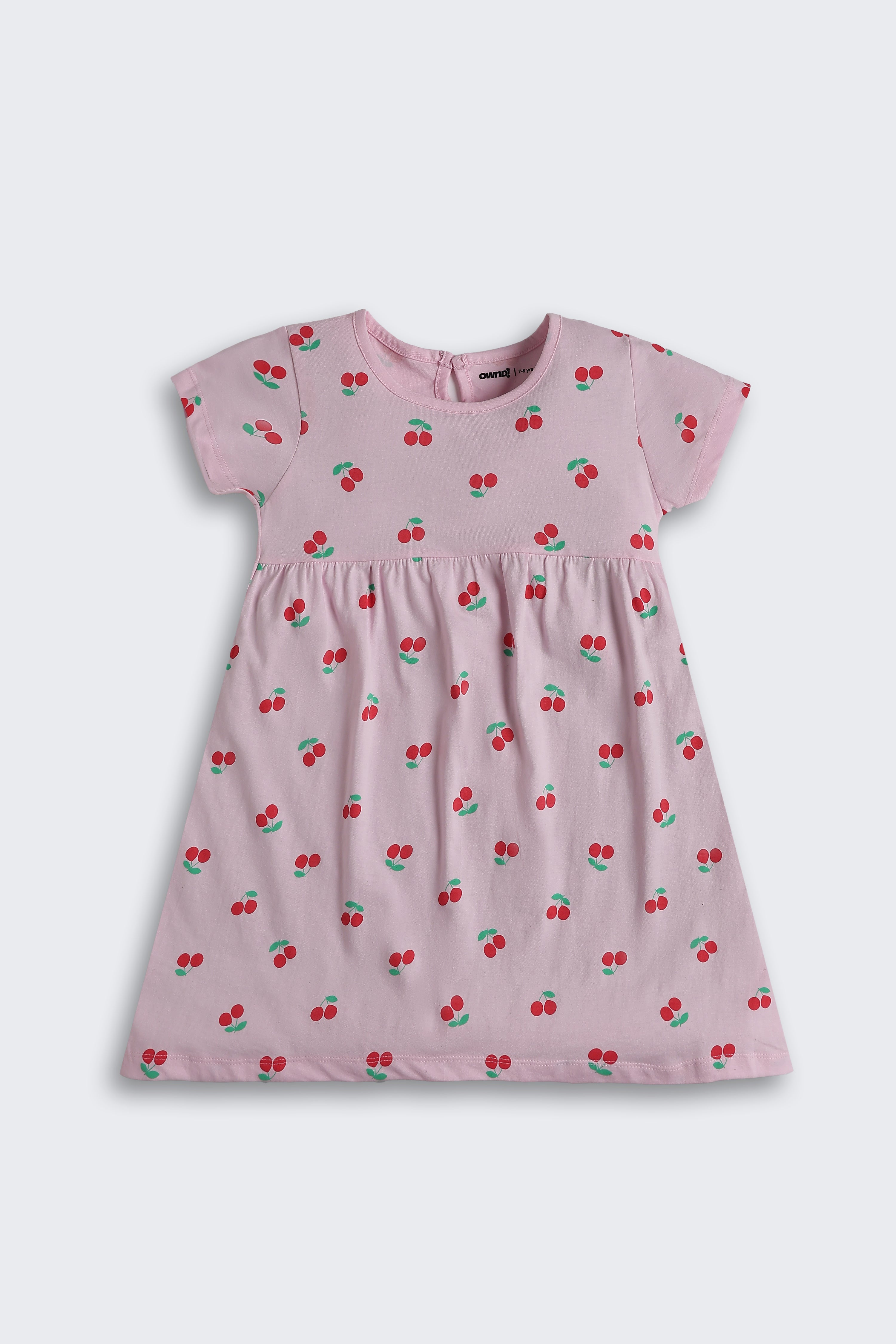 Pink Conversational Regular Fit Dresses for Girls - Image 2