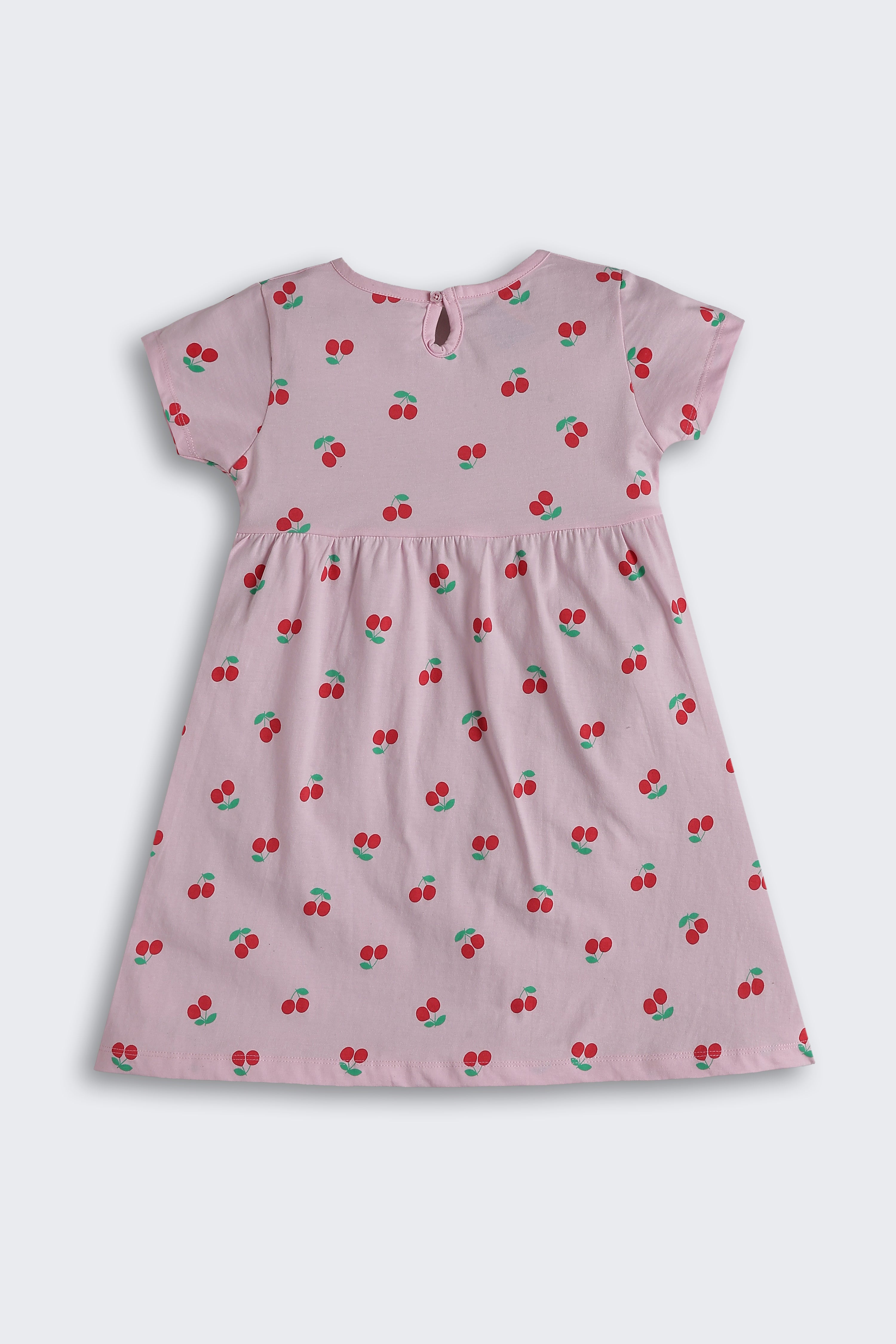 Pink Conversational Regular Fit Dresses for Girls - Image 3