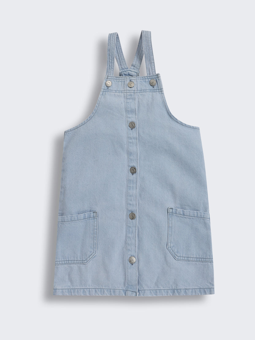 Light Blue Wear Regular Fit Dungarees With T-Shirt For Girls - Image 5