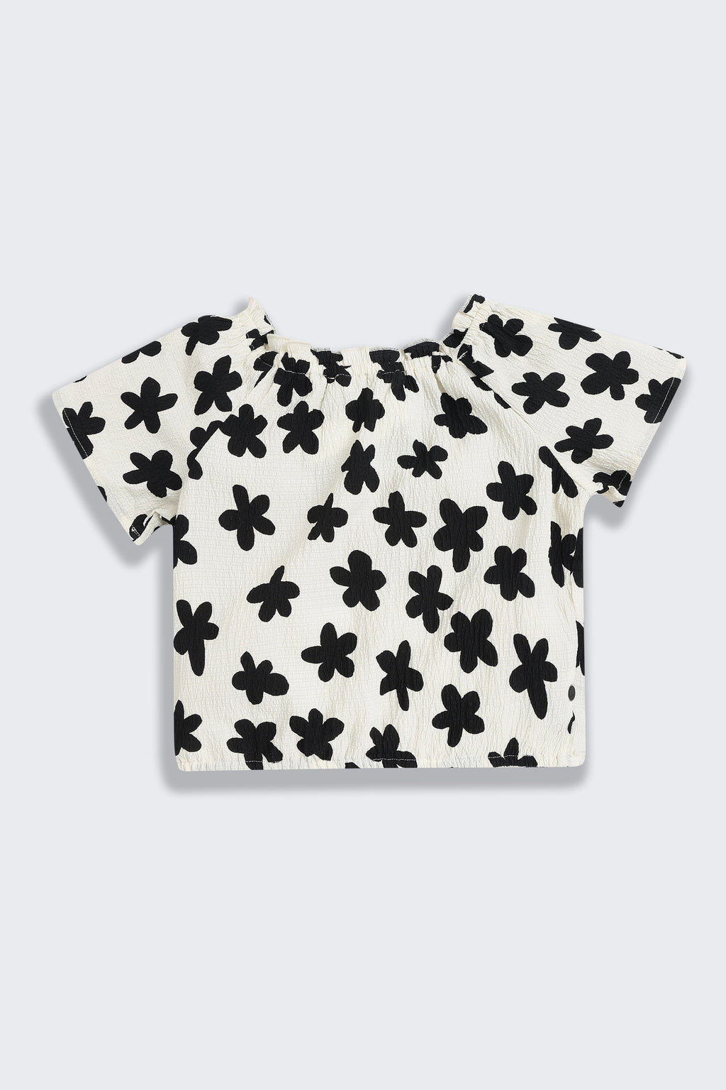 Black Floral Printed Regular Fit Co-ord Set for Girls - Image 4