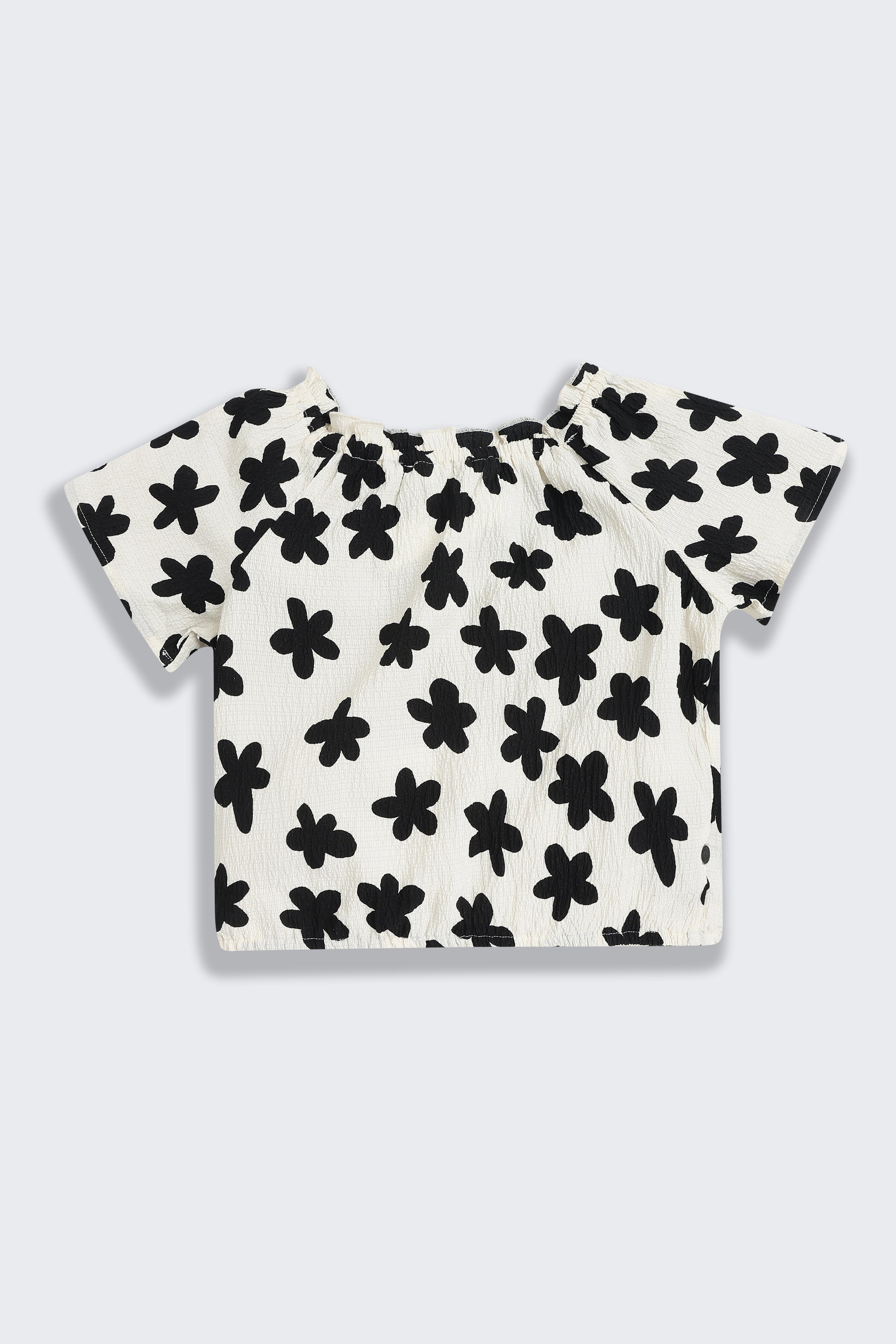 Black Floral Printed Regular Fit Co-ord Set for Girls - Image 4