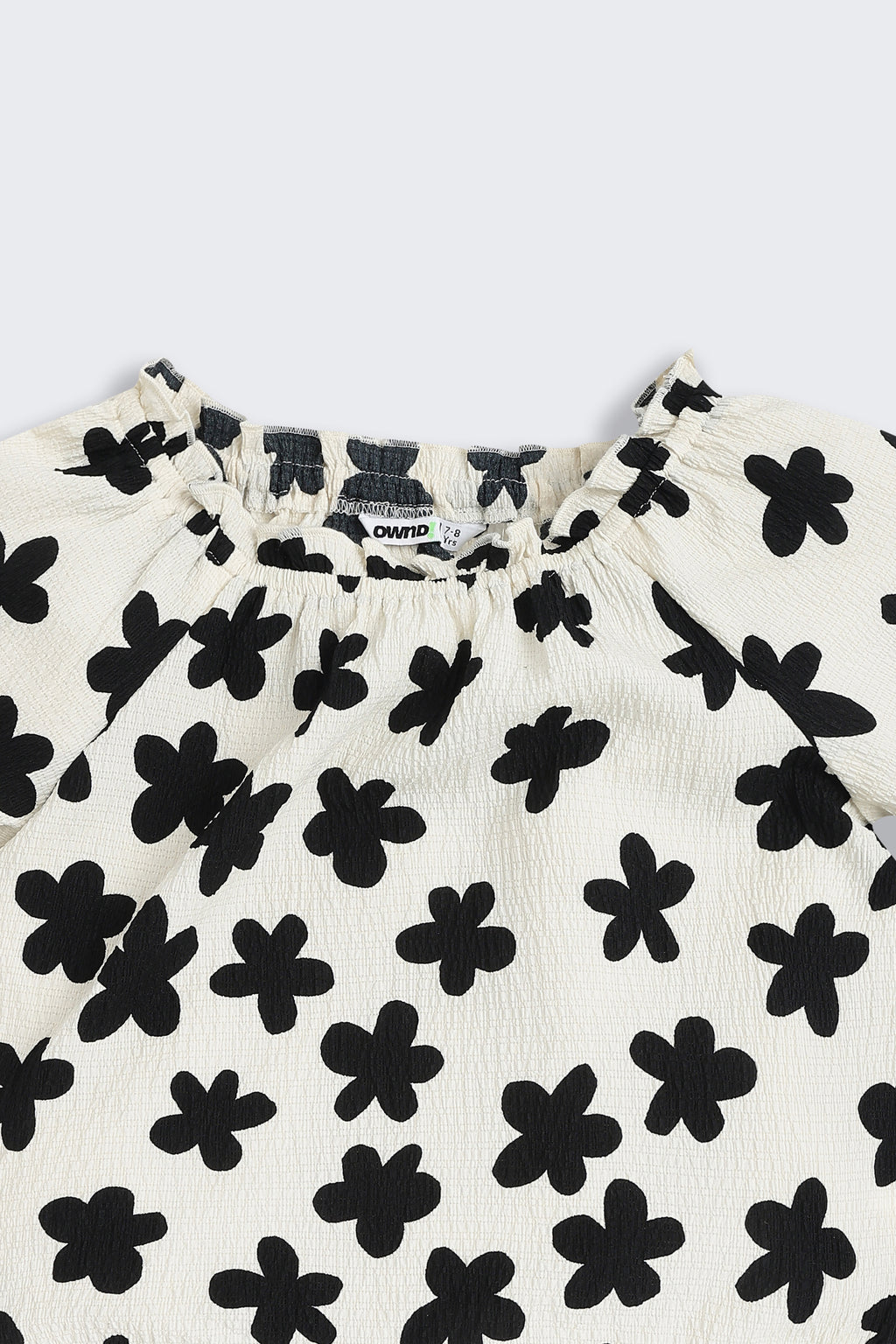 Black Floral Printed Regular Fit Co-ord Set for Girls - Image 6